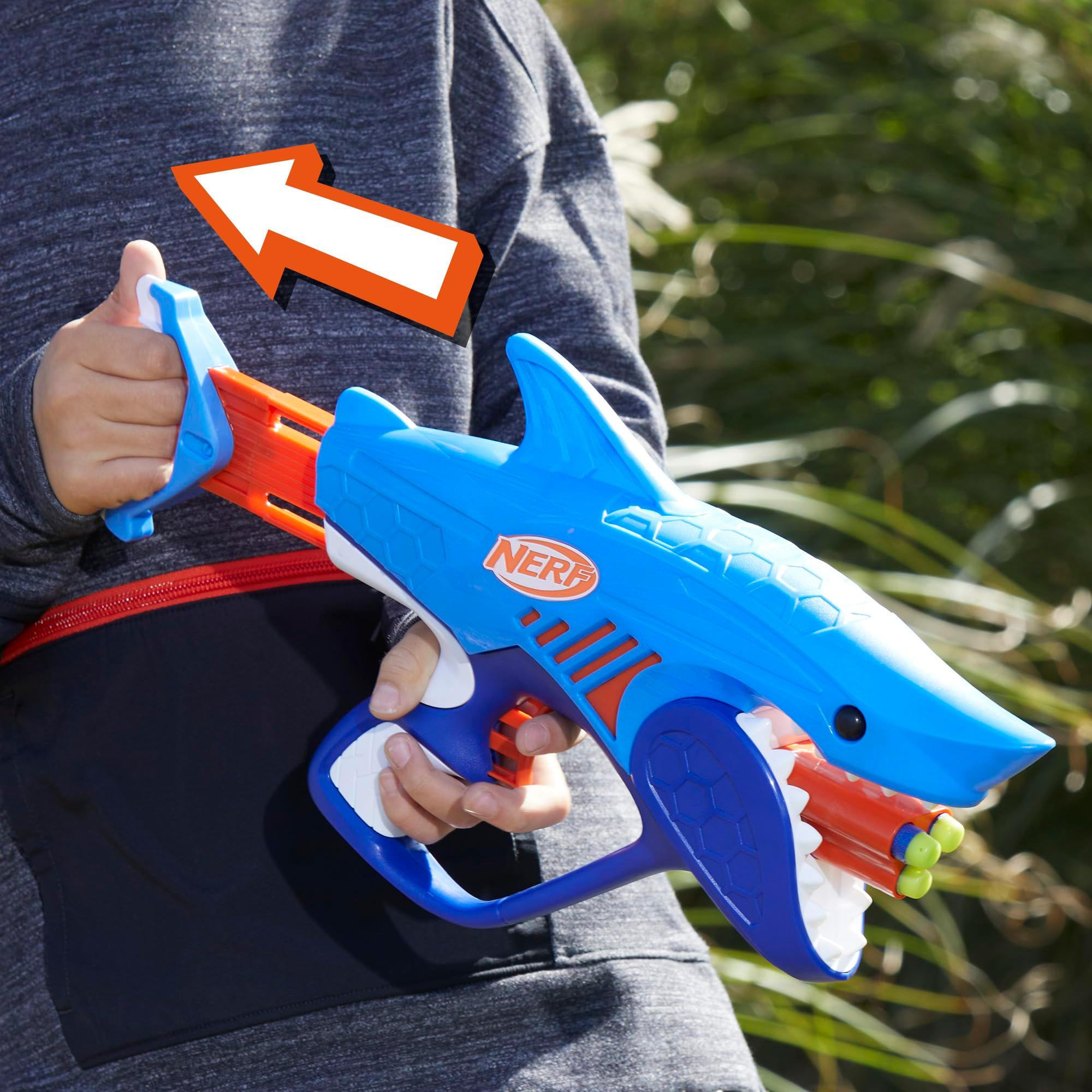 NERF Junior Wild Sharkfire, Easy Play Dart Blaster, 8 Nerf Elite Darts, Nerf Blaster Shark Toys for 6 Year Old Boys & Girls & Up, Outdoor Toys - Image 4