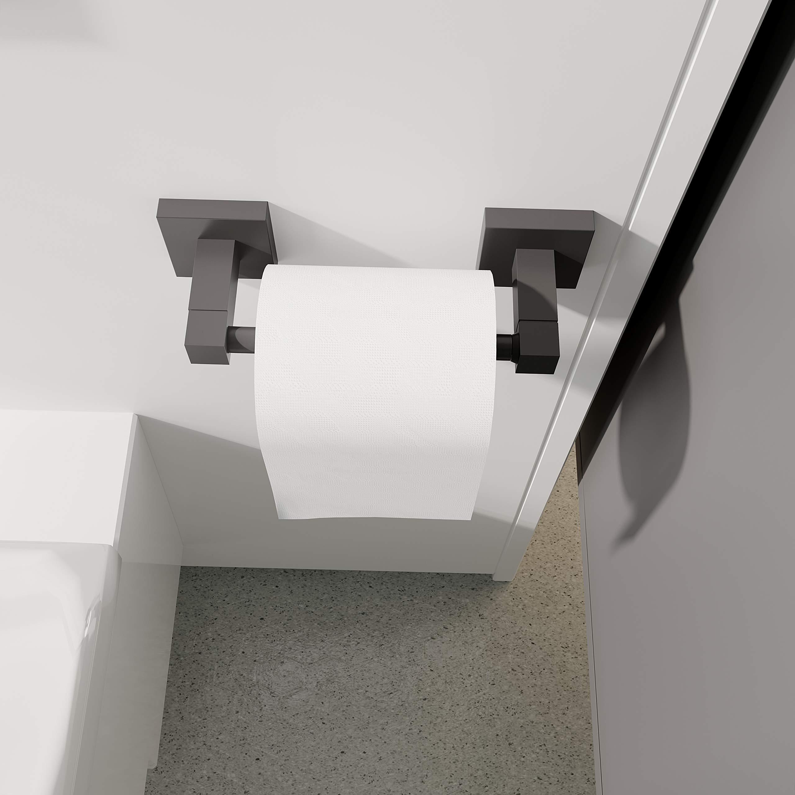 Ruacq Toilet Paper Holder Matte Black Double Post Pivoting Square Tissue Holders Roll Holder Hangers Toilet Paper Modern Wall Mounted, Commercial Bathroom Toilet Paper Roll Holder - Image 4