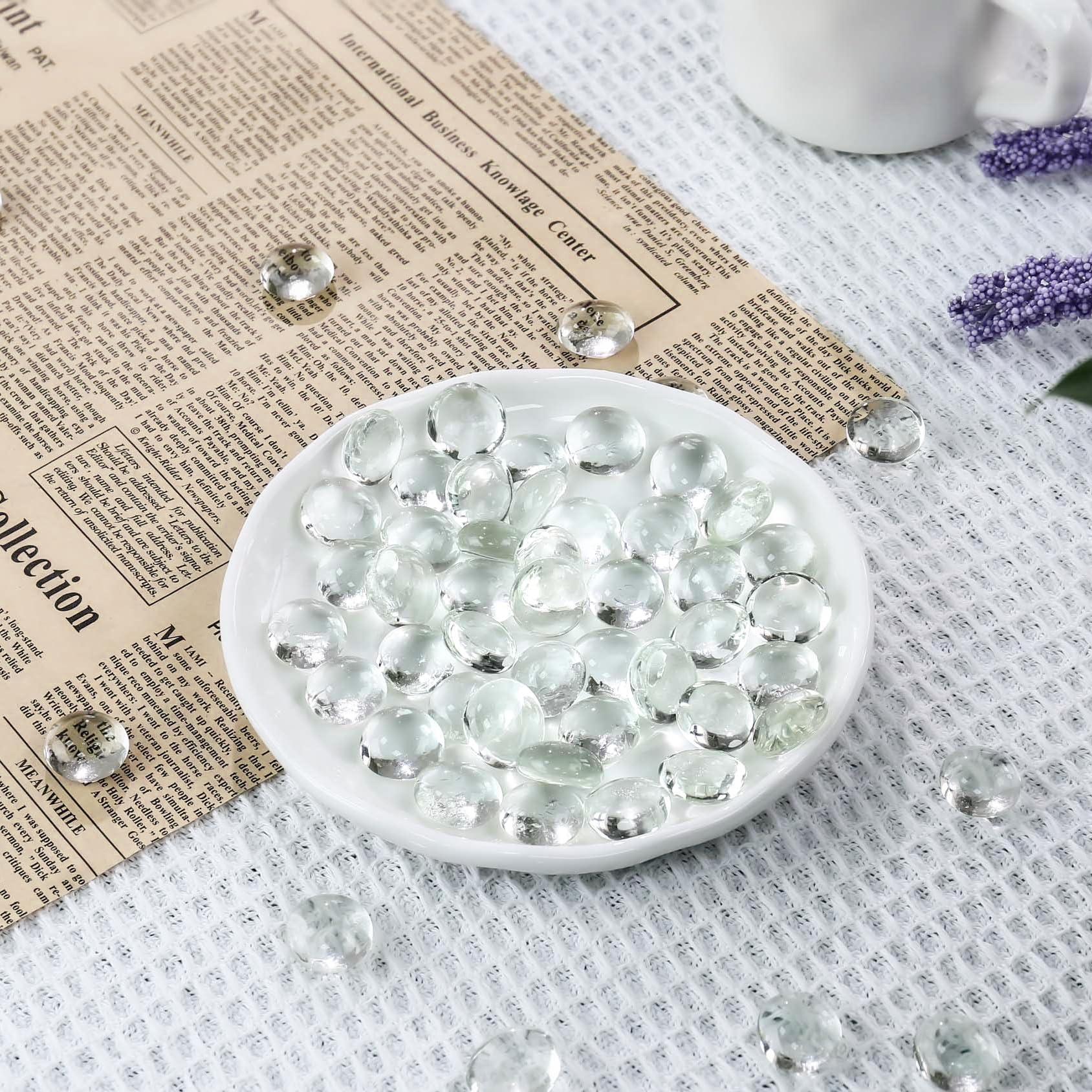 CYS EXCEL 5 LBS Clear Glass Beads for Vases Flat Marble Gemstone Beads Vase Fillers Aquarium Decor Rocks Floral Centerpieces Stones Mosaic Pebbles - Image 2