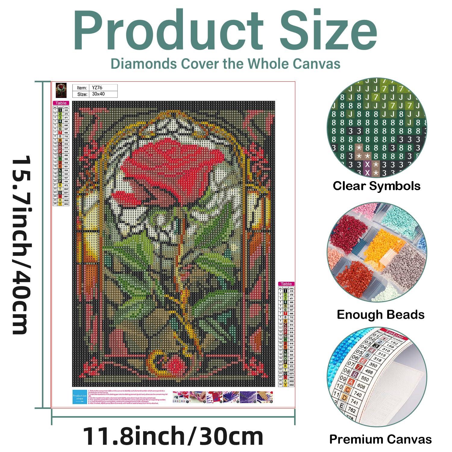 Aestalrcus Rose Diamond Painting Kit for Adults, Rose Diamond Art Kits for Adults, Flower Gem Art for Home Wall Decor 16x12inch - Image 3