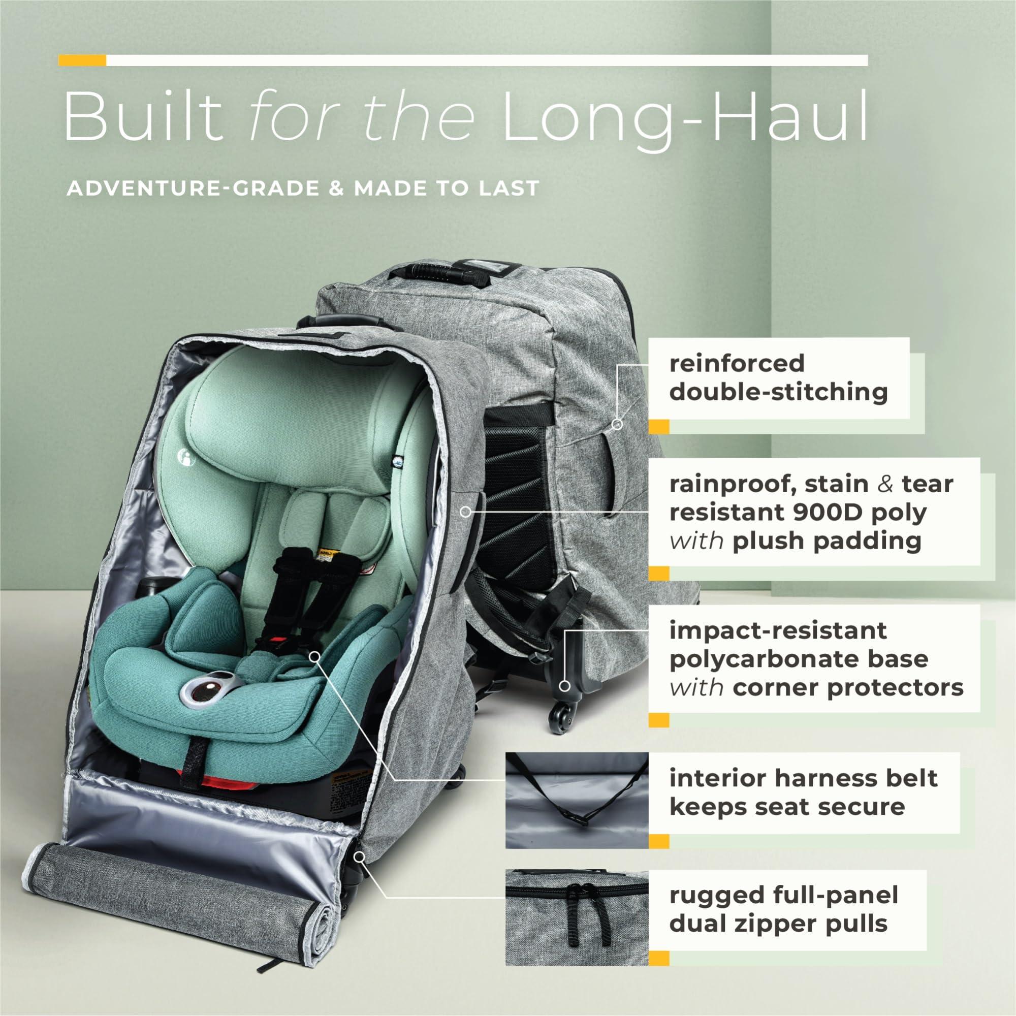 The Little Stork Car Seat Travel Bag With Wheels - 3 In 1 Padded Carseat Carrier Backpack With Extra Storage To Cover All Your Toddler Airplane Travel Essentials - Baby Car Seat Bags For Air Travel - Image 4