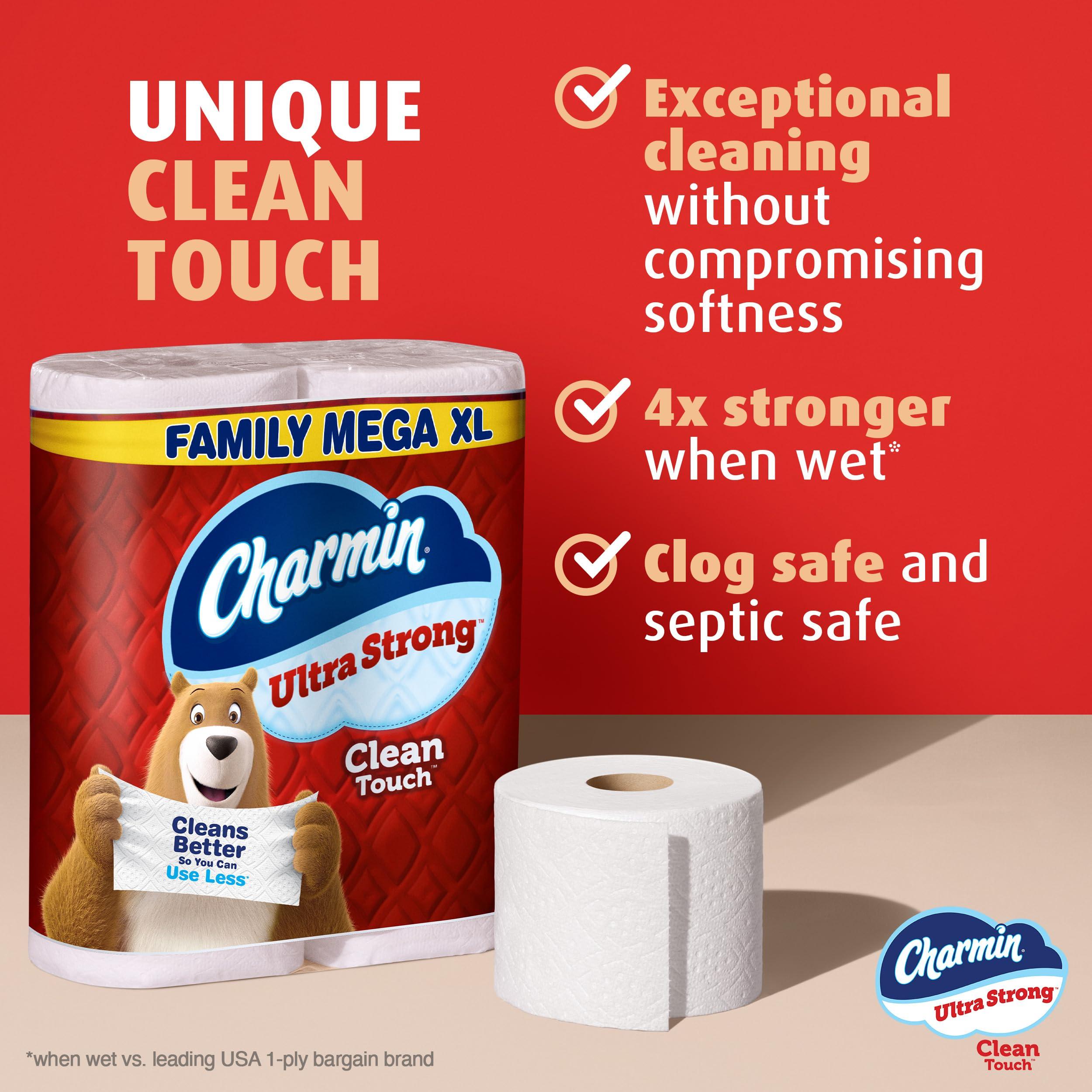 Charmin Toilet Paper Ultra Strong Clean Touch, 18 Family Mega XL Rolls = 126 Regular Rolls - Image 2