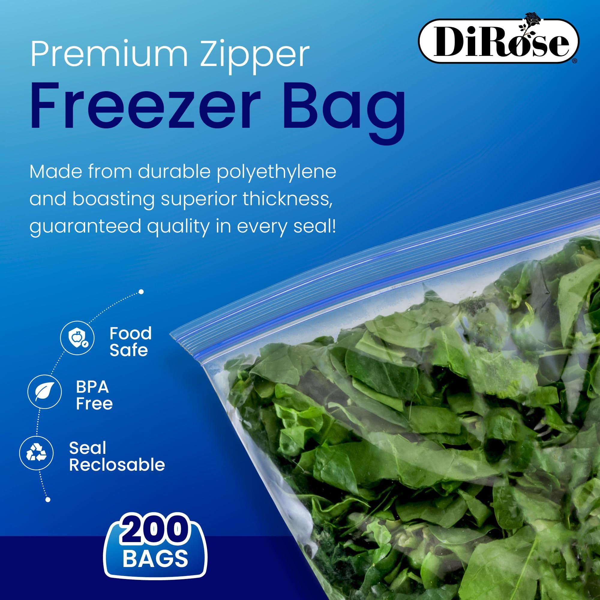 DiRose Reclosable Freezer Bags - 1 Gallon Size (200 Pack) | Double Zipper, Airtight Seal, BPA-Free, Premium Thick Heavy-Duty Bags for Safe and Secure Food Storage - Image 3