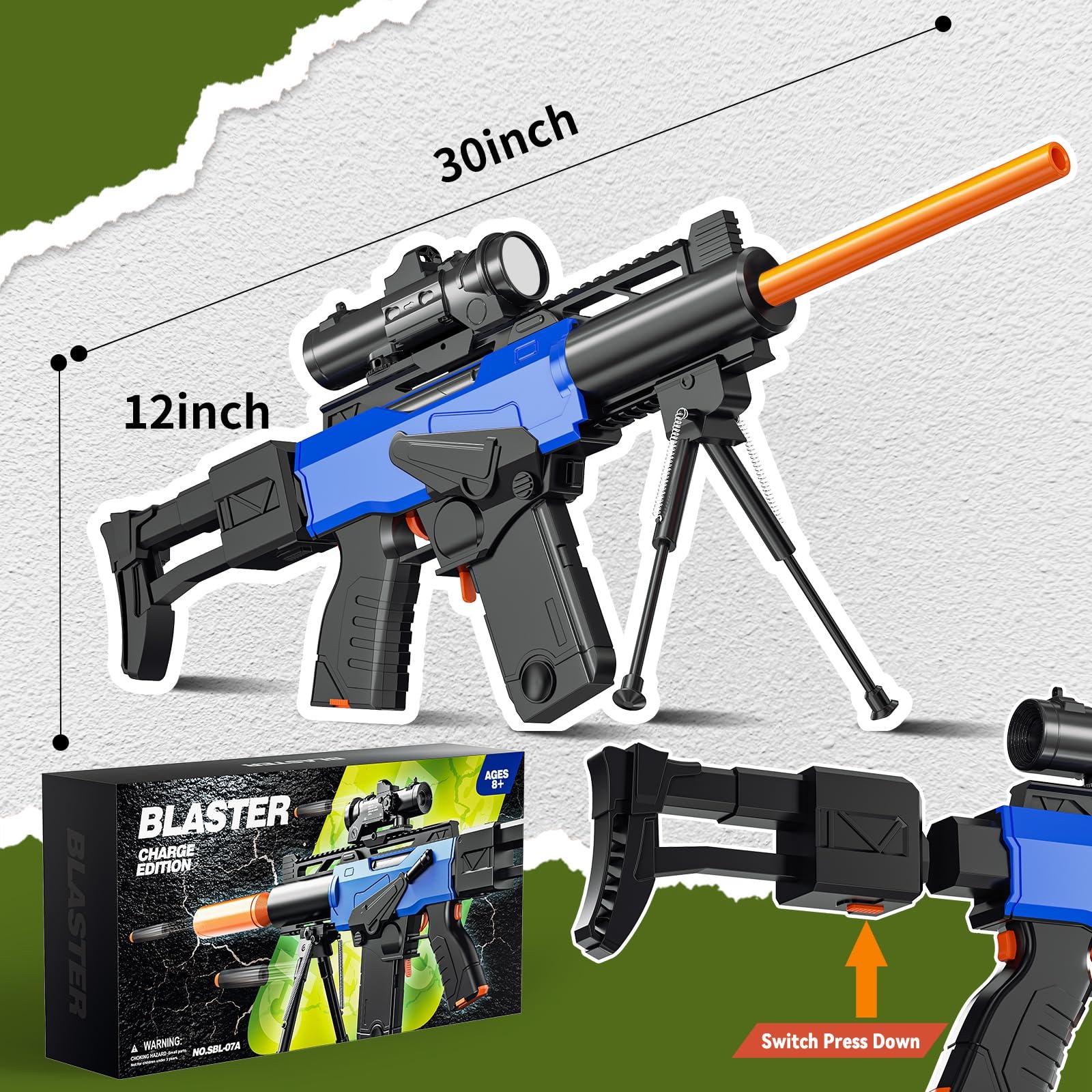 Toy Gun Automatic Sniper Rifle with Scope, Tactical Vest Kit, Toy Foam Blasters with 200 Soft Bullets, 2 Magazinine and Bipod, Electric Gun for Boys Age 8-12, Gifts for Birthday Christmas - Image 2