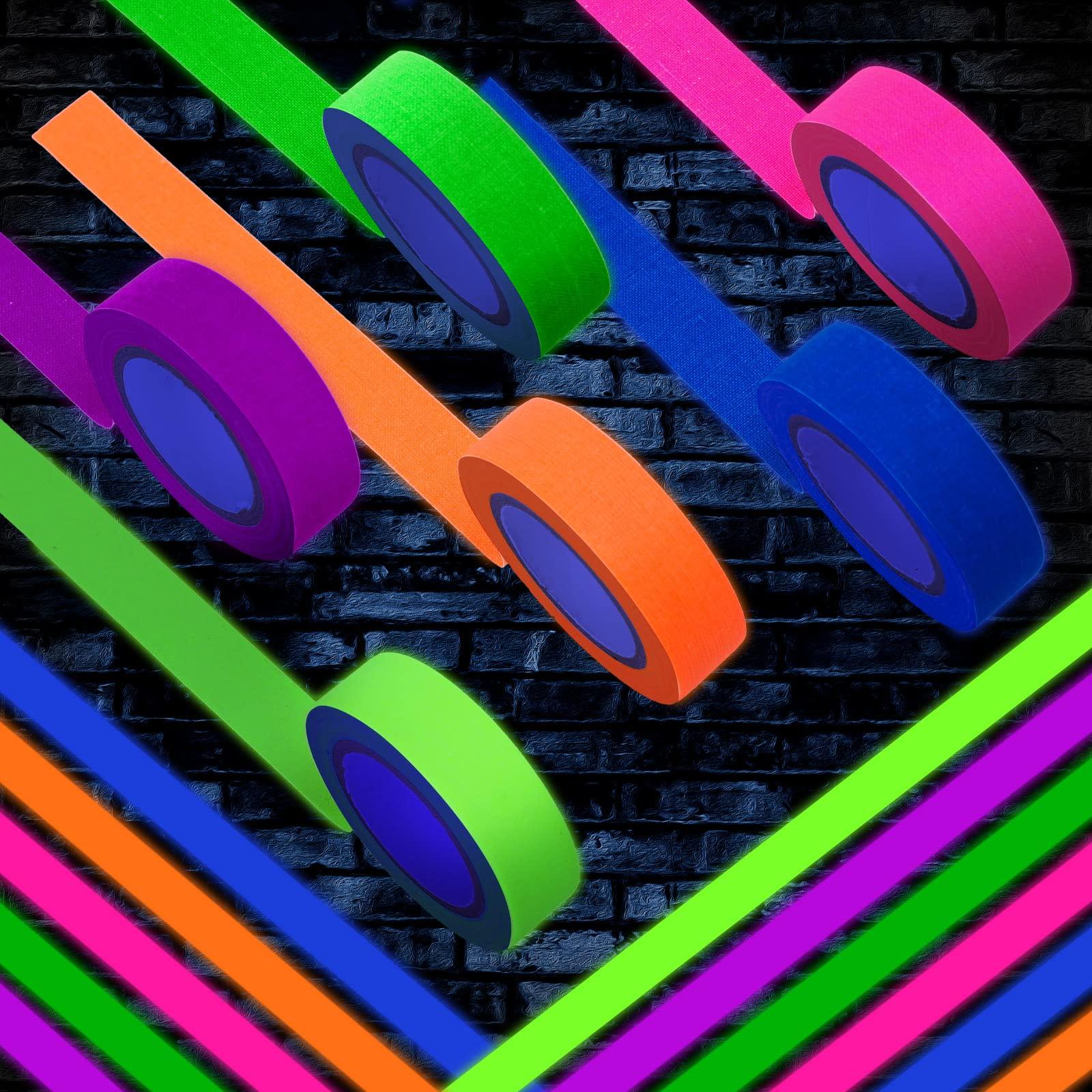 Whaline 6 Colors Neon Gaffer Cloth Tape, Fluorescent UV Blacklight Glow in The Dark Tape for UV Party (0.6 inch x 16.5 feet) - Image 4
