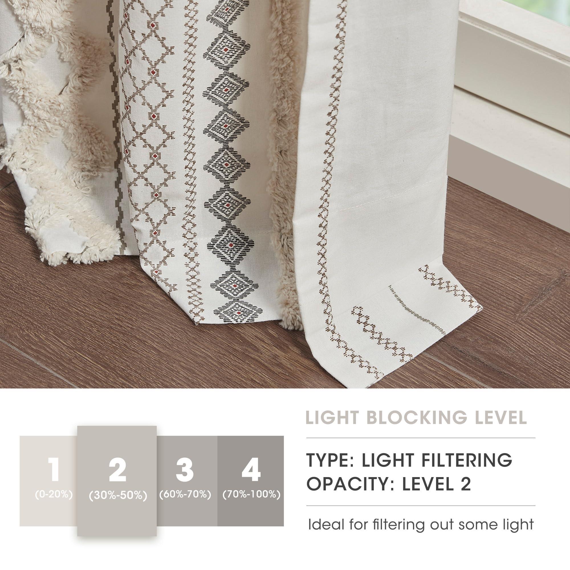 INK+IVY Imani 100% Cotton SINGLE PANEL Curtain Tufted Chenille Stripe Geometric Print Mid-Century Look Rod Pocket Top Drape for Living Room, Privacy Window Treatment for Bedroom, 50" x 84", Ivory - Image 4