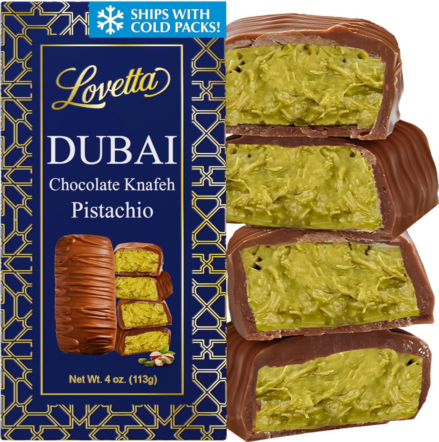 Dubai Chocolate Bar Pistachio Knafeh - Luxury Rich Milk Chocolate, Individually Wrapped Fresh, Premium Pistachio Cream Kataifi Filling (1 Pack)