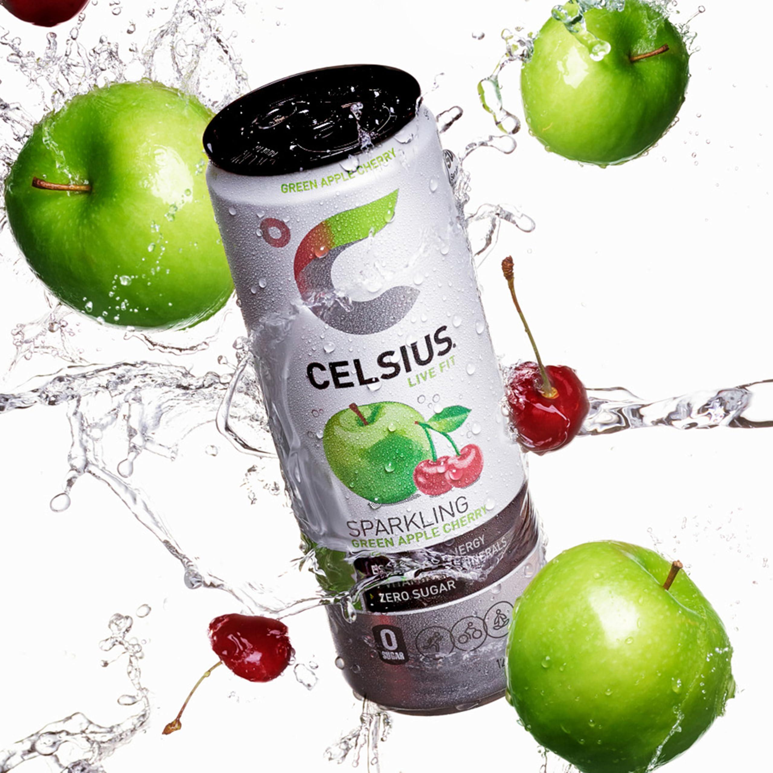 CELSIUS Sparkling Green Apple Cherry, Functional Essential Energy Drink, 12 Fl Oz (Pack of 12) - Image 6