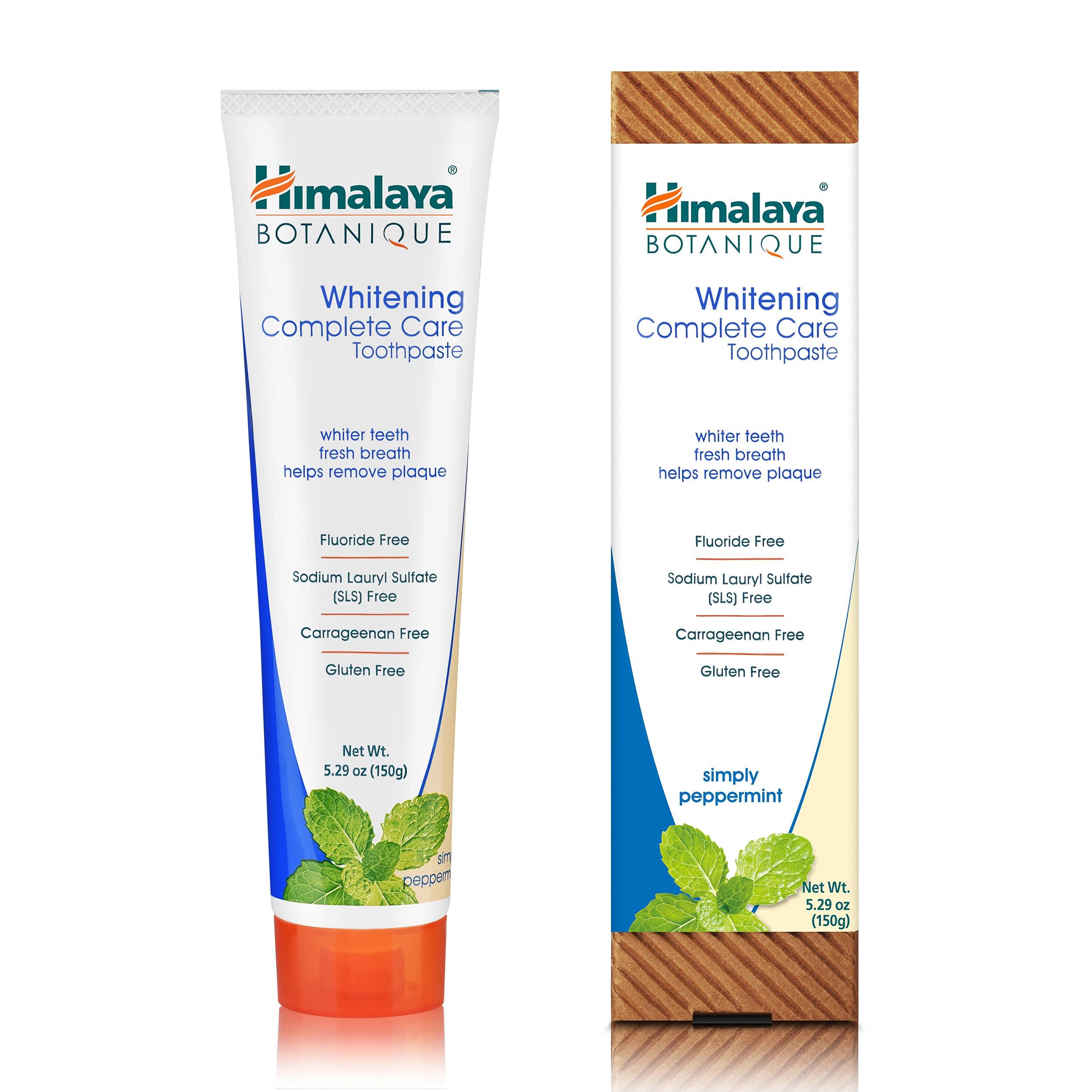 Himalaya Botanique Complete Care Whitening Toothpaste, Simply Peppermint, for a Clean Mouth, Whiter Teeth and Fresh Breath, 5.29 oz