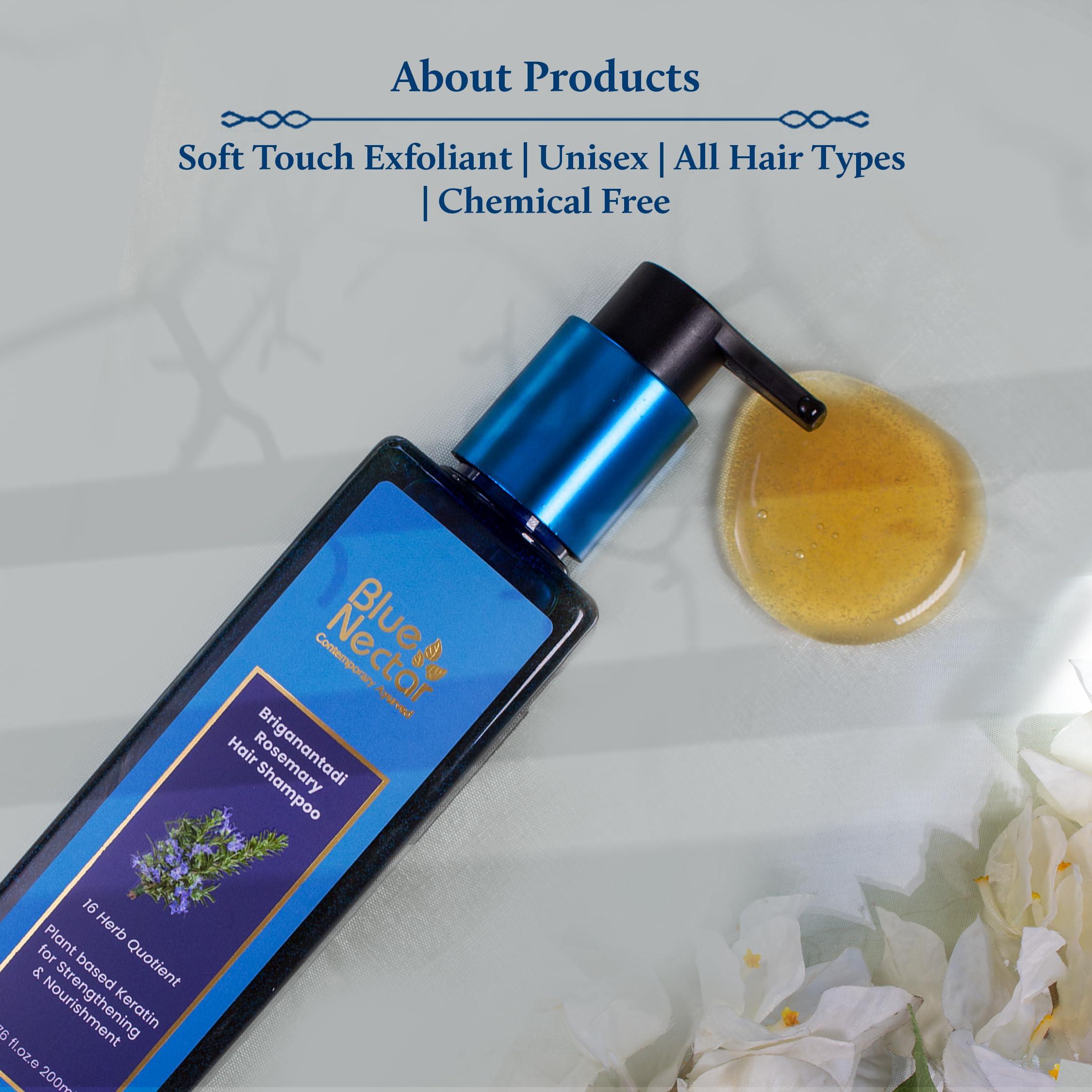 Blue Nectar Keratin Rosemary Shampoo for Hair Growth | Natural Shampoo for Curly, Frizzy & Dry Hair | Paraben & Sulphate Free for Men & Women (16 Herbs, 6.76 Fl Oz) - Image 4