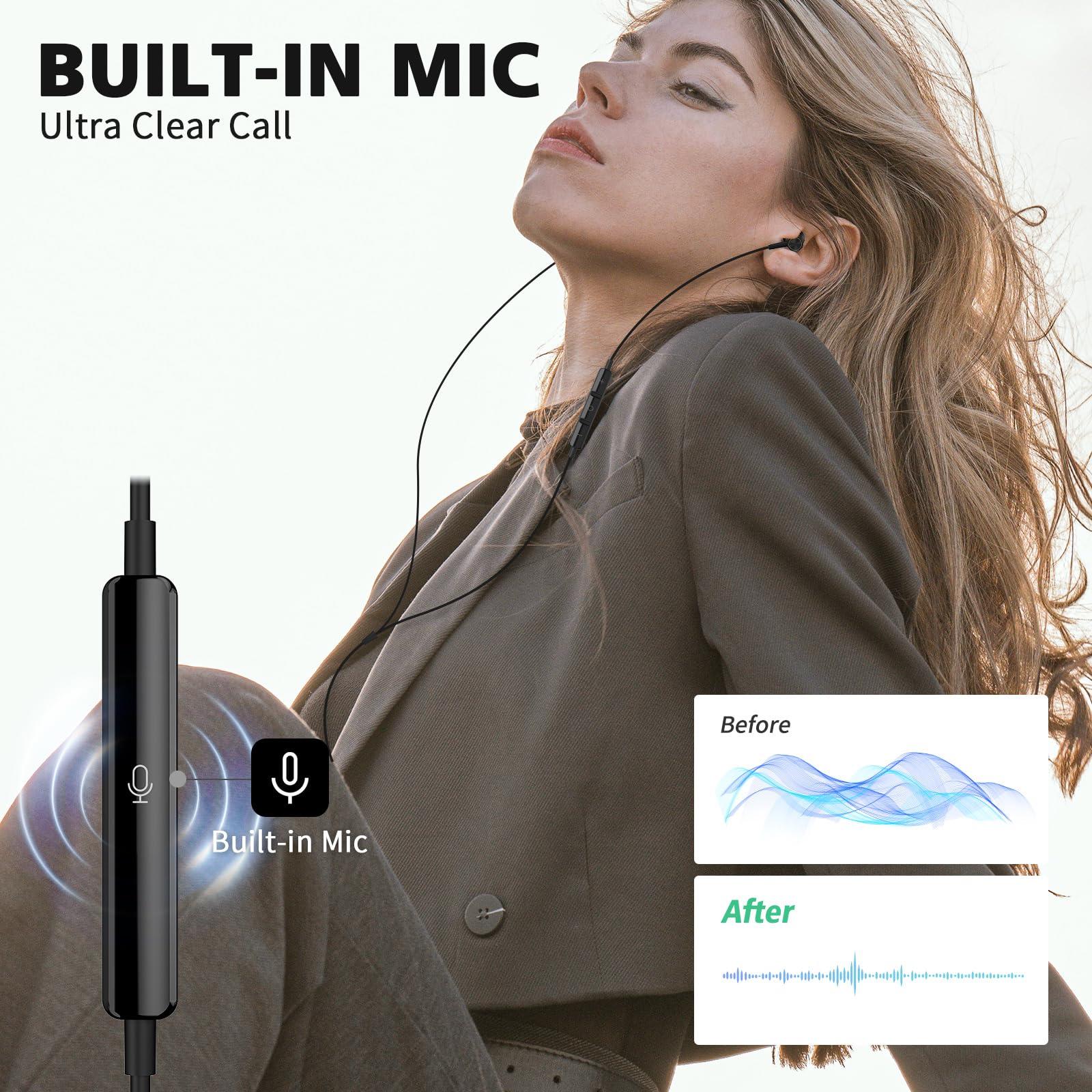 USB C Headphones for iPhone 16 15 Pro Max Plus iPad, Type C Earphones Noise Isolating with Mic Stereo Magnetic Cord Wired Earbud for Samsung S25 Ultra S24+ S23 Fe A35 Flip 6 Pixel 9 8 7, Black Gold - Image 4