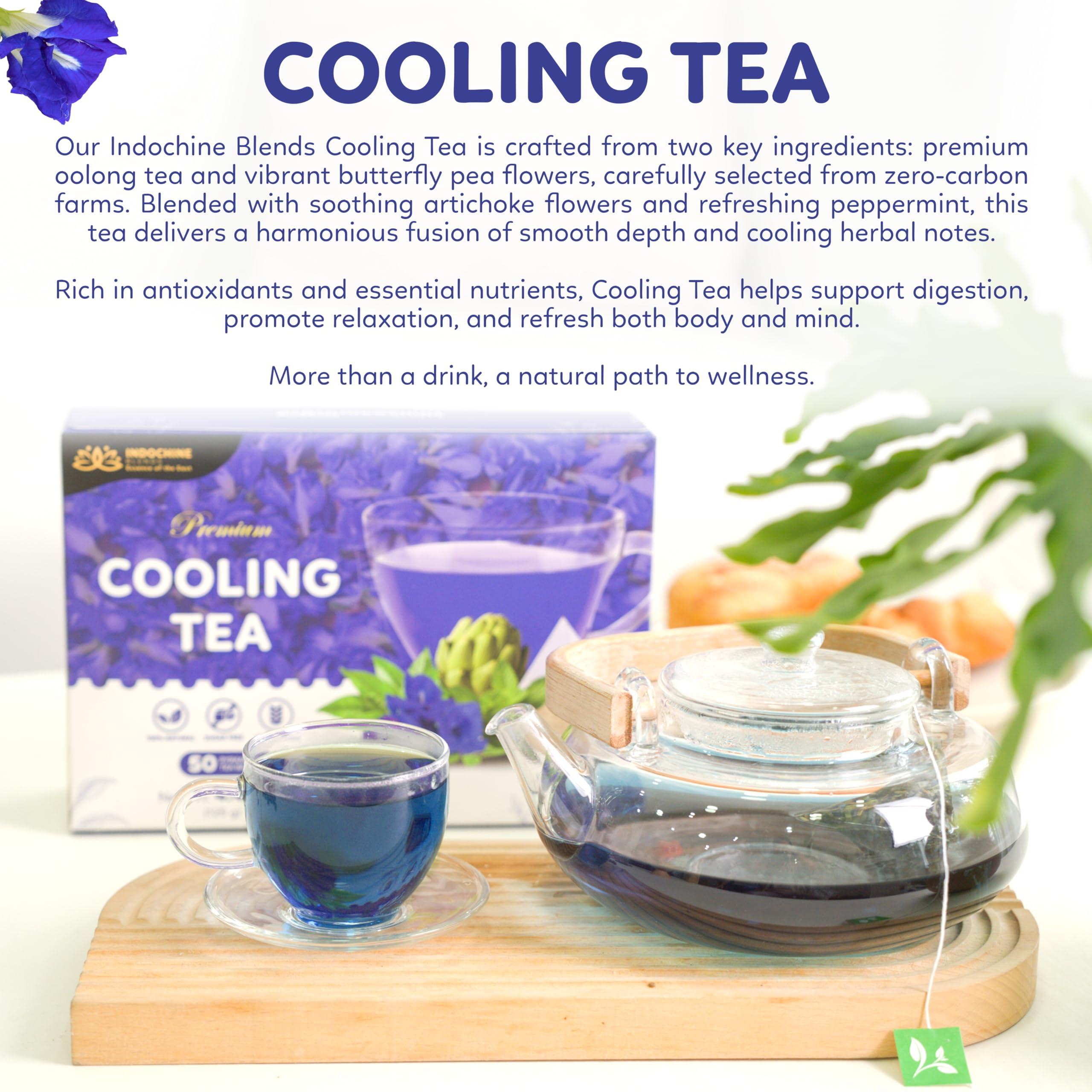 4-Flavor Herbal Tea Mix – Oolong, Peppermint, Butterfly Pea & Artichoke | 50 Corn Fiber Pyramid Tea Bags | Caffeine-Free, Digestive & Nerve-Calming Support | Indochine Blends - Image 3