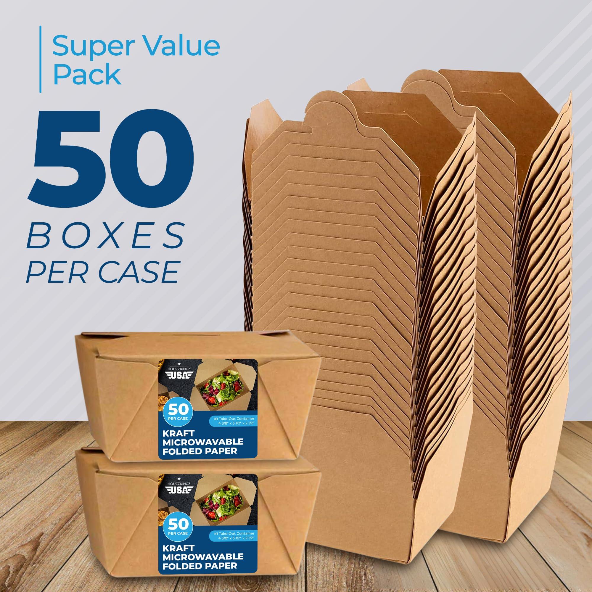 Paper To Go Boxes for Food [50 Pack - 30 Oz], Cardboard Take Out Food Containers Boxes | Kraft Fold Takeout Small Disposable Lunch Box Packaging, Chinese Take Home Away Containers Catering Deliveries - Image 5