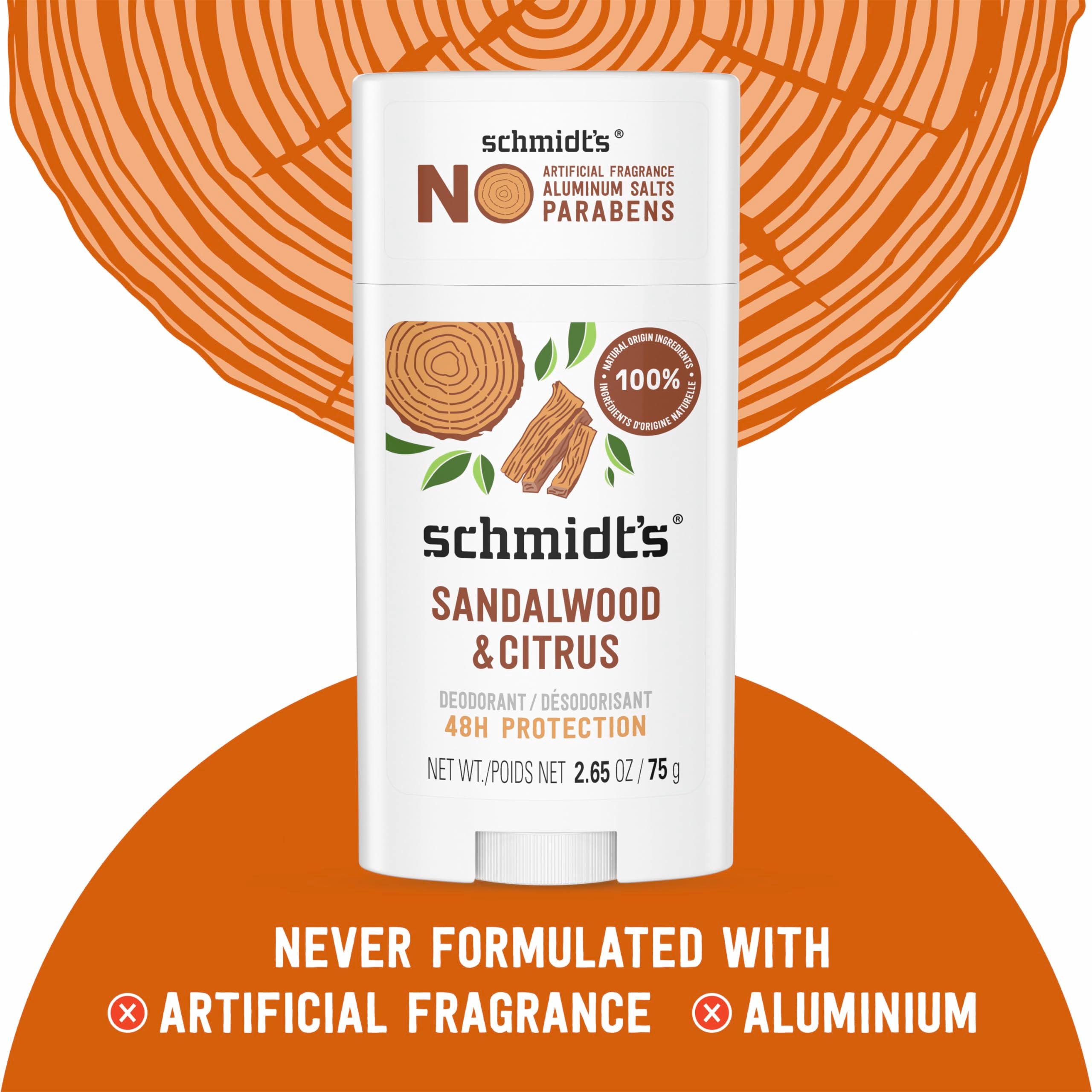 Schmidt's Aluminum-Free Vegan Deodorant Sandalwood & Citrus 2 Count for Women and Men, with 24 Hour Odor Protection, Natural Ingredients, Cruelty-Free, 2.65 oz - Image 4