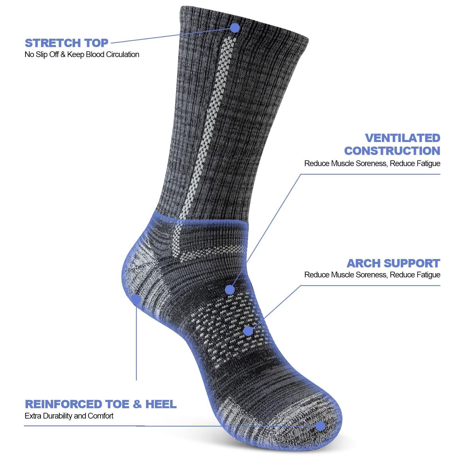 Niorasen Men's Cotton Crew Work Socks, 5 Pairs Cushioned Boot Moisture Athletic Socks for Hiking Sports Running - Image 4