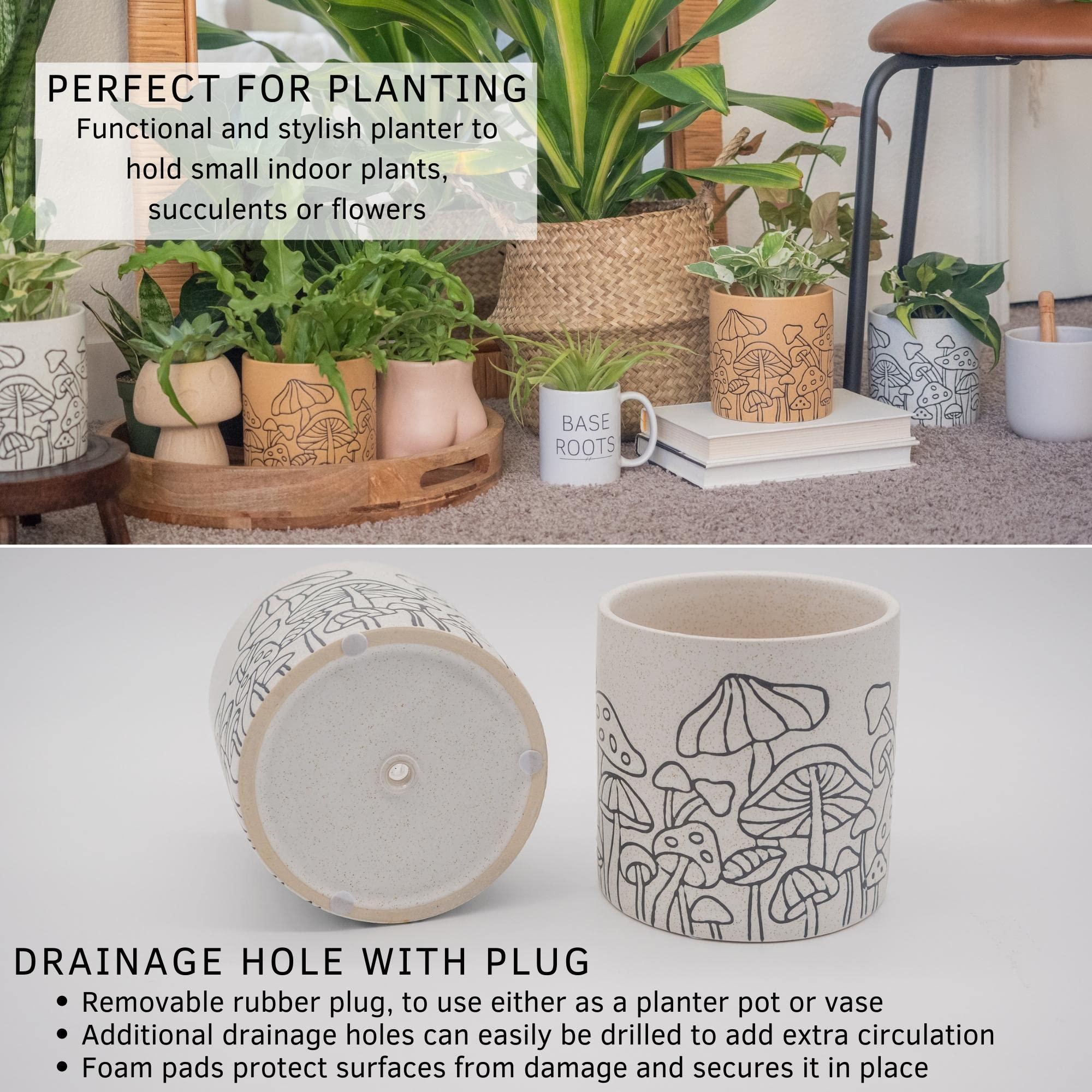 BASE ROOTS Mushroom Planter, Speckled White, Indoor/Outdoor, Holds Small Plants - Image 5