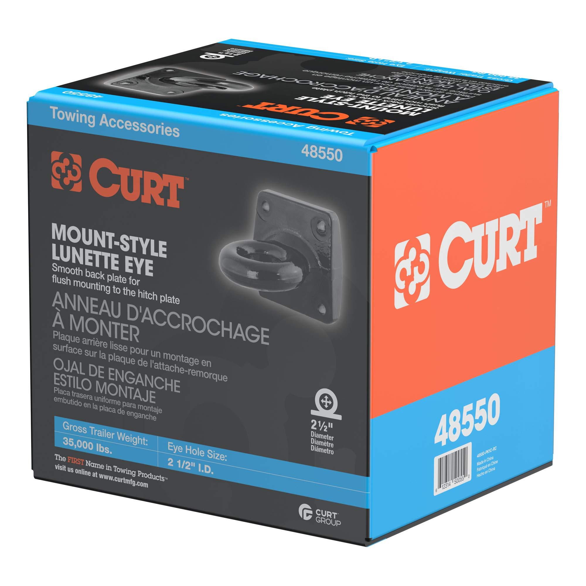 CURT 48550 Black Steel Pintle Hitch Lunette Ring 2-1/2-Inch ID, 35,000 lbs, 4-1/2-Inch Bolt Pattern - Image 5