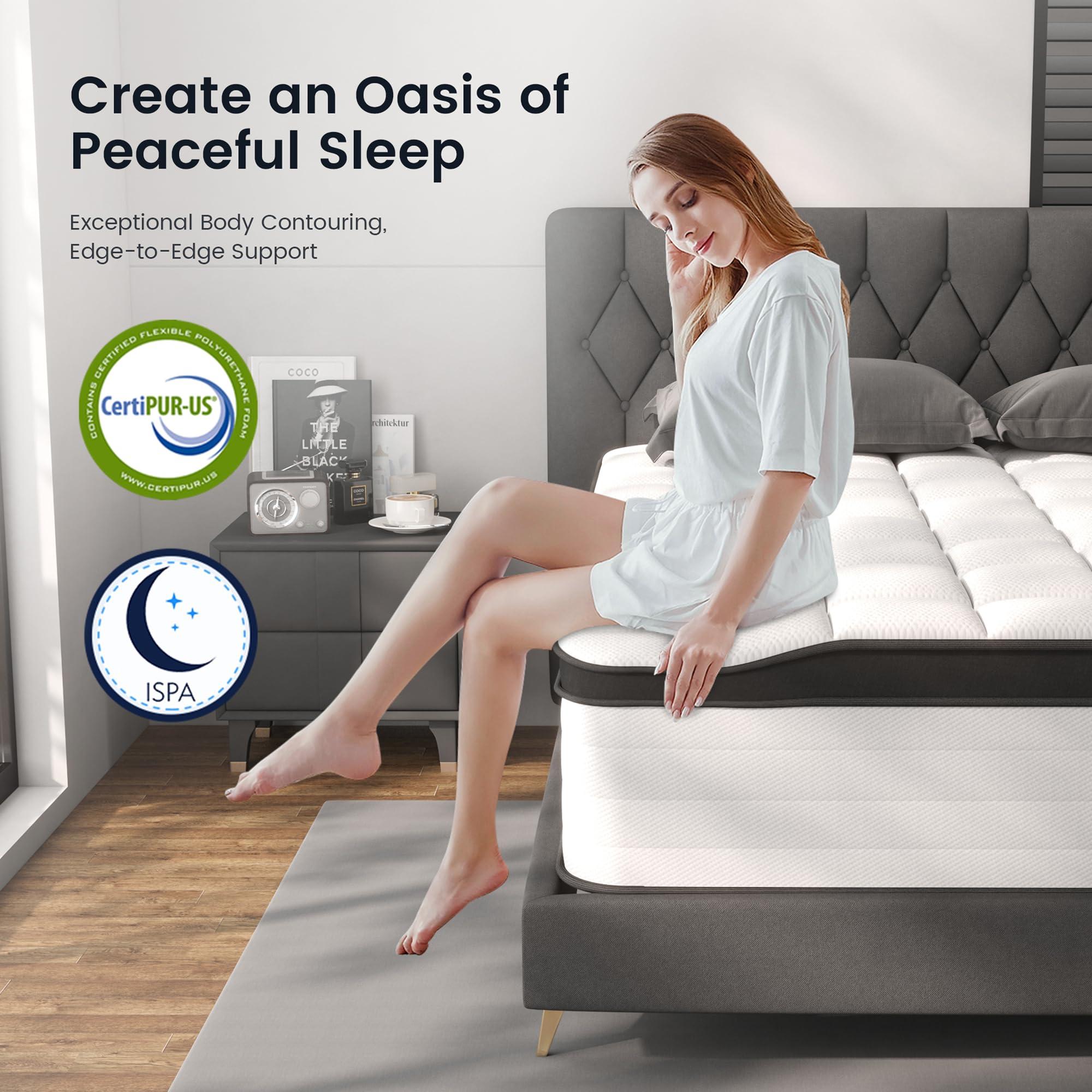 LETMOON King Mattress, 12 Inch Hybrid King Size Mattress, Medium Firm Memory Foam and Pocket Springs, 3 Coils Strong Edge Support, Pressure Relief, Bed in Box - Image 8