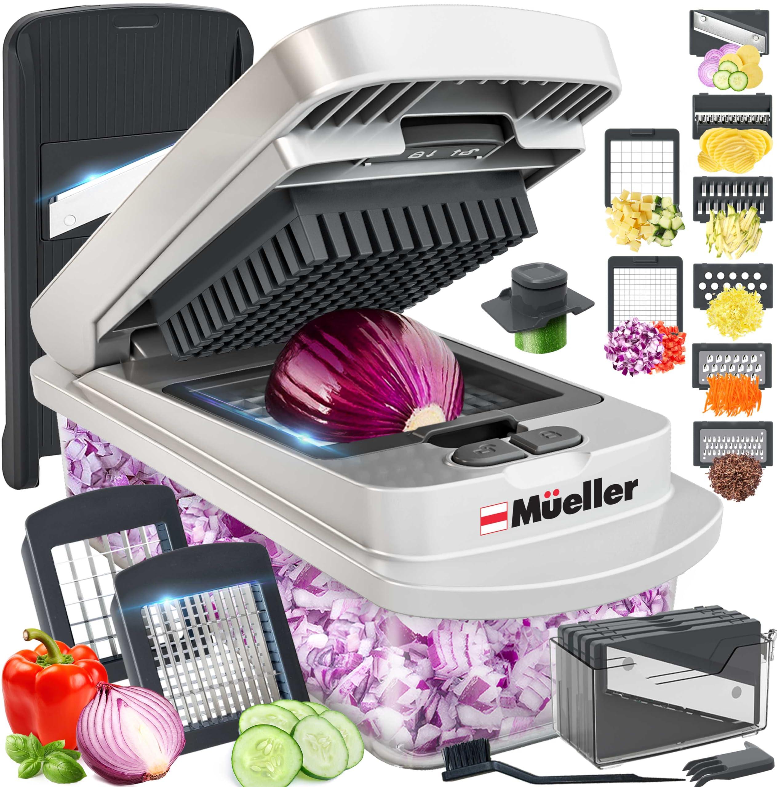 Mueller Pro-Series 10-in-1, 8 Blade Vegetable Chopper, Onion Mincer, Cutter, Dicer, Egg Slicer with Container, French Fry Cutter Potatoe Slicer, Home Essentials & Kitchen Gadgets, Salad Chopper - Image 1