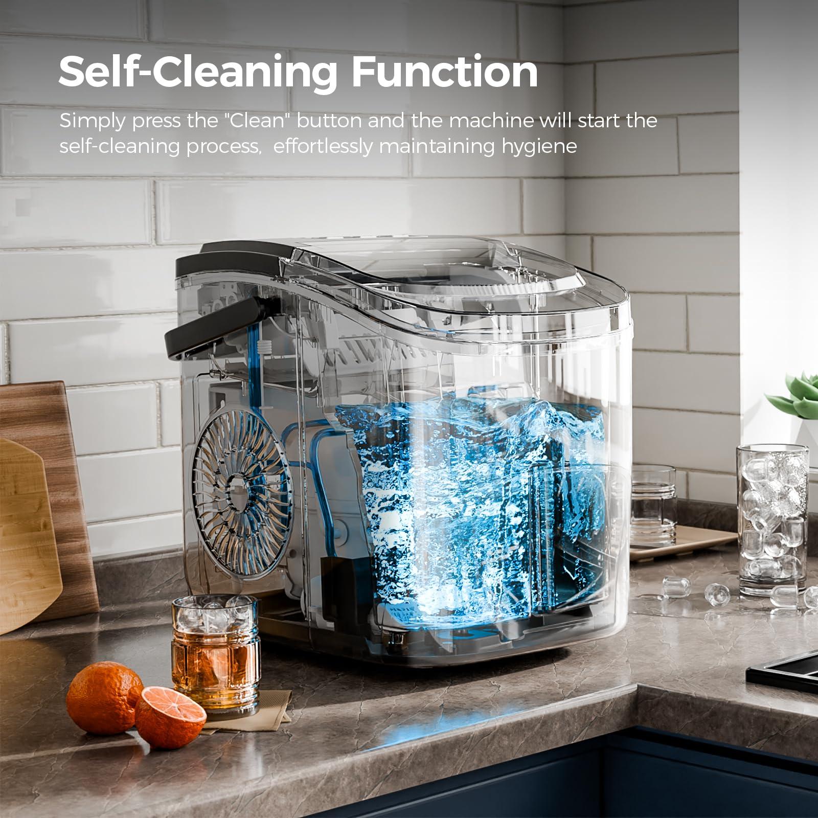 Electactic Ice Makers Countertop,26Lbs/24H,9 Cubes in 6 Mins,Portable Ice Maker Machine with Self-Cleaning,2 Sizes of Bullet Ice,Perfect for Home Kitchen(Black) - Image 5