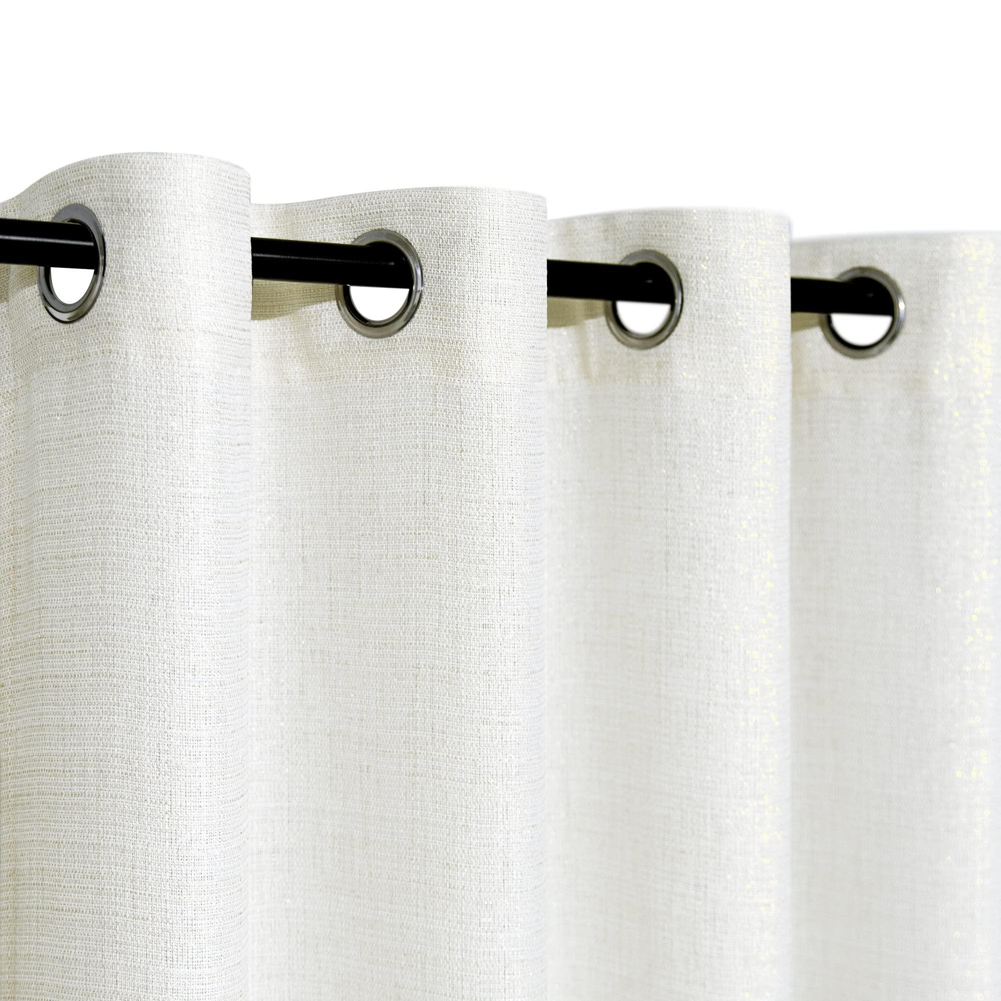 Cream and Gold Curtains 84 inch Length for Living Room 2 Panel Set Grommet Semi Sheer Sparkle Shimmer Shiny Glitter Metallic Gold Ivory Curtain for Bedroom Fancy Modern Luxury Decorative 84 Long Beige - Image 3