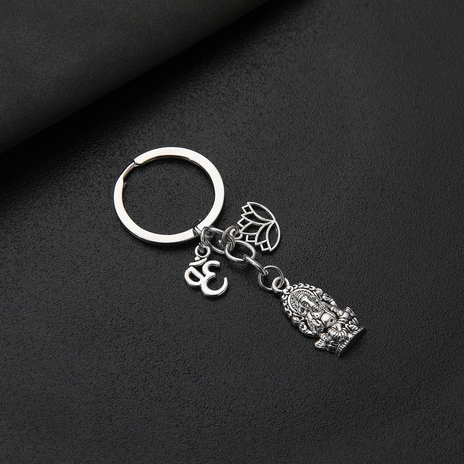PHAETON 20PCS Ganesha Keychain with Lotus Charm Buddha Key Ring Key Holder Buddha Keychain, God Of Wealth Elephant Keychain for Festive Occasions, 3.18inch, Silver - Image 5