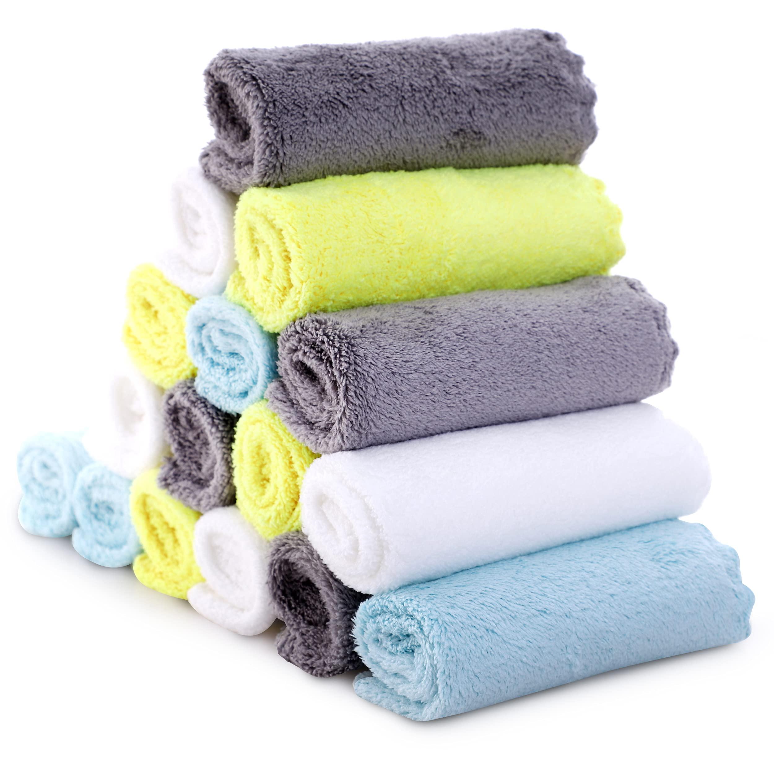 Cute Castle Ultra-Soft Baby Washcloths, 16 Pack - 9" by 9", Gentle on Sensitive Skin for Face and Body, Plush, Super Absorbent Wash Clothes for Girls and Boys