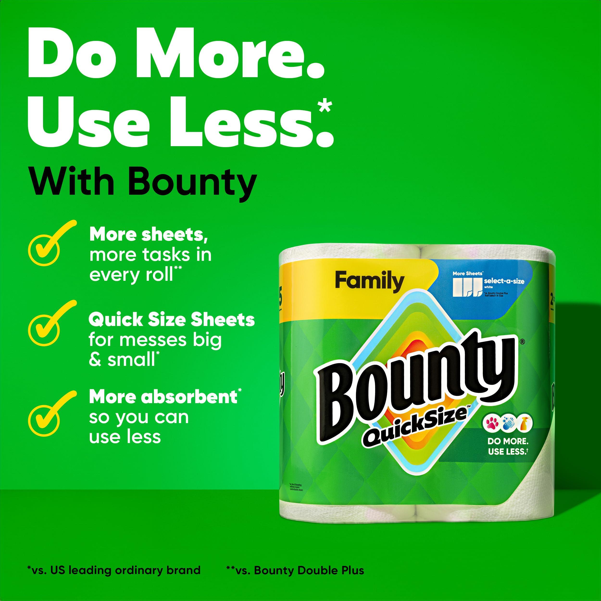 Bounty Quick Size Paper Towels, White, 8 Family Rolls = 20 Regular Rolls (Packaging May Vary) - Image 3