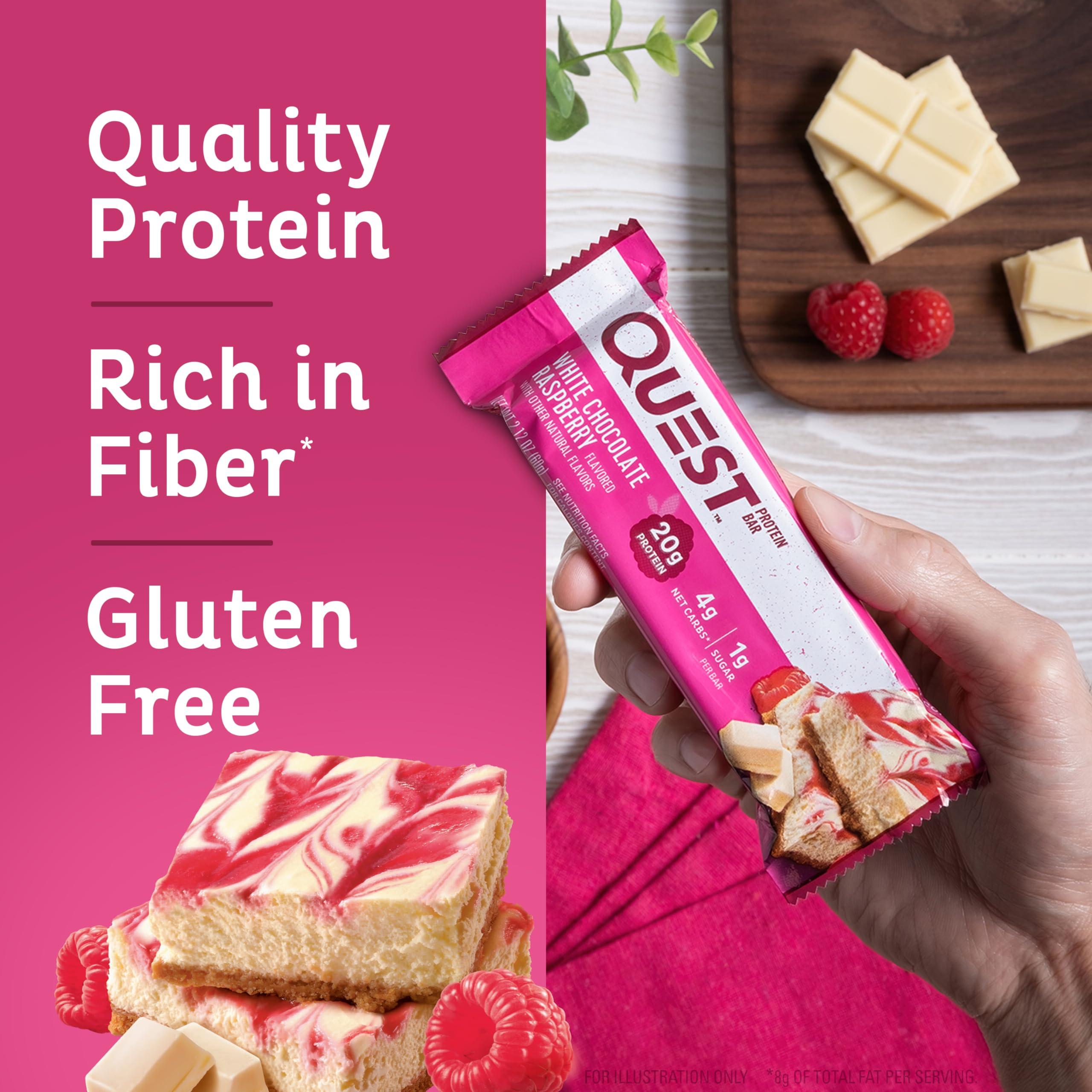 Quest Nutrition- High Protein, Low Carb, Gluten Free, Keto Friendly, 12 Count White Chocolate Raspberry - Image 3