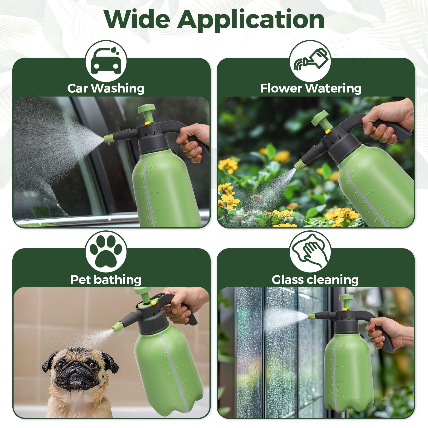 Hand Pump Sprayer 1/2 Gallon, Garden Pump Spray Bottle for Plants, Pressure Sprayer Bottle in Lawn and Garden Yard, Weed Chemical Sprayer with 2 Nozzle & Safety Pressure Relief Valve (2L/0.5Gal) - Image 8