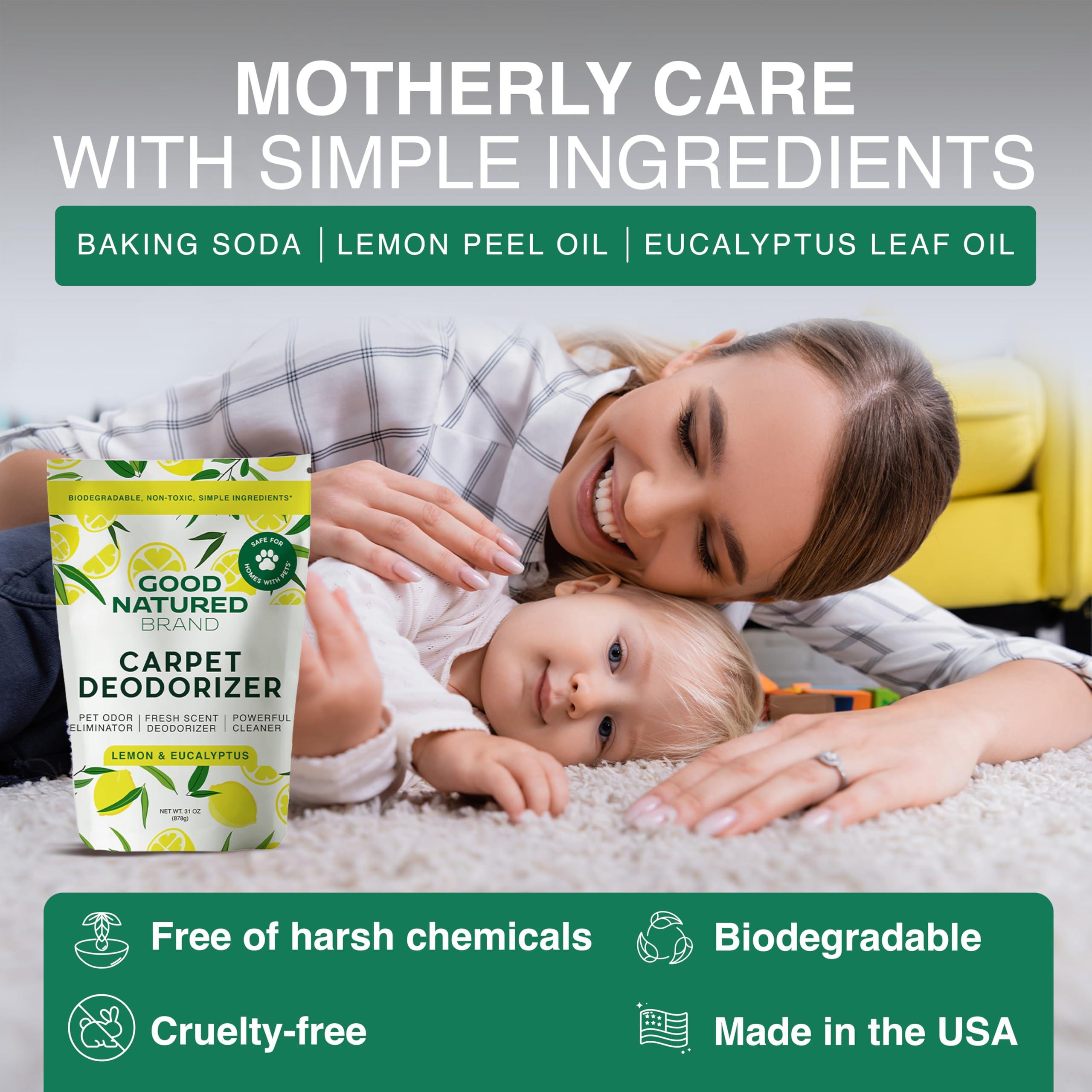 Good Natured Brand | Carpet Deodorizer & Freshener Powder | 31 oz Pet Odor Eliminator for Strong Odor & Pet Urine | Fresh Natural Lemon & Eucalyptus Scent | Safe for Homes with Pets - Image 4