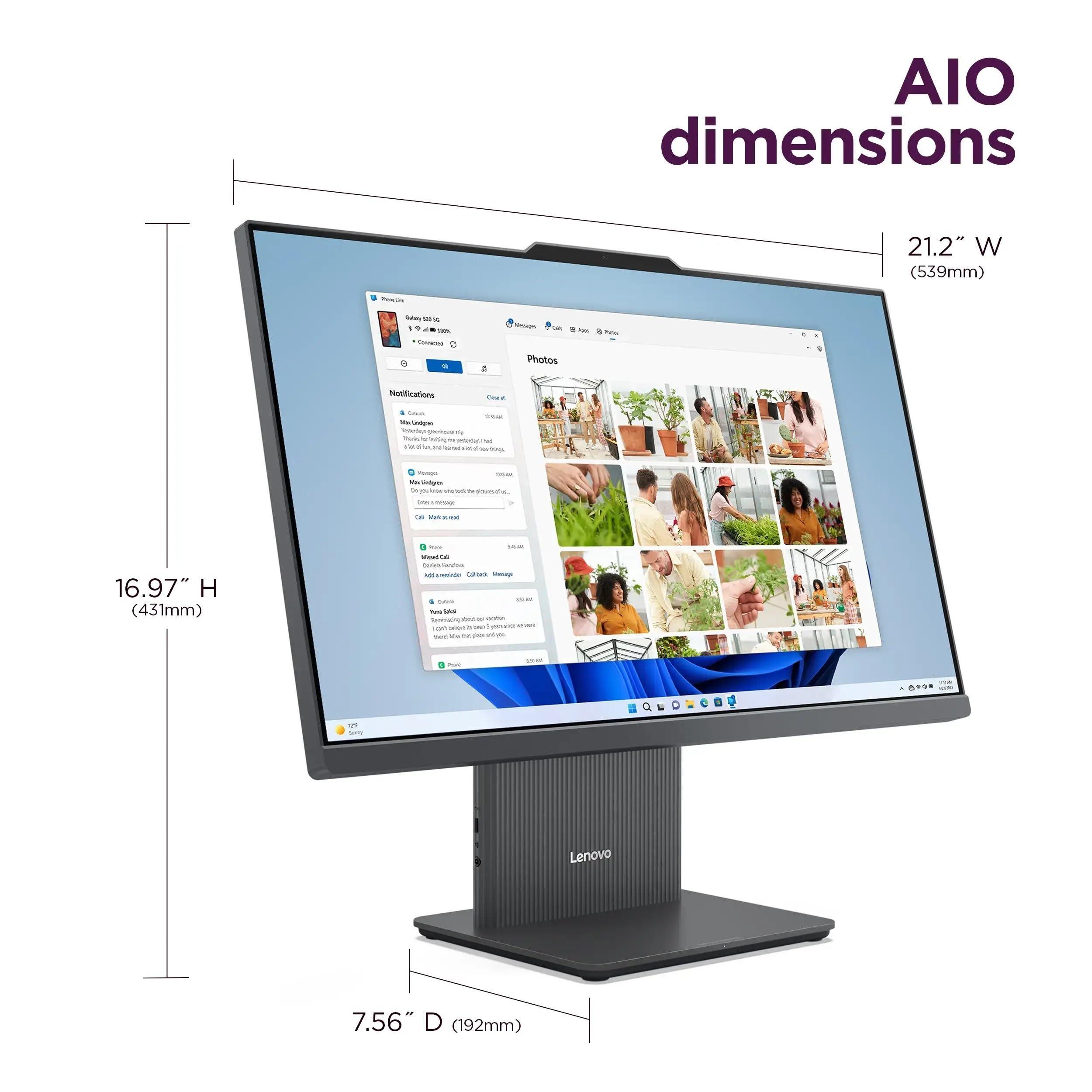 Lenovo ThinkCentre All-in-One Desktop Computer, 24" FHD IPS Display, 5-core Intel U300 Processor, 16GB DDR5, 256GB SSD, Wi-Fi 6, USB-C, HDMI in&Out, Wired KB&Mouse, Windows 11 Pro - Image 7