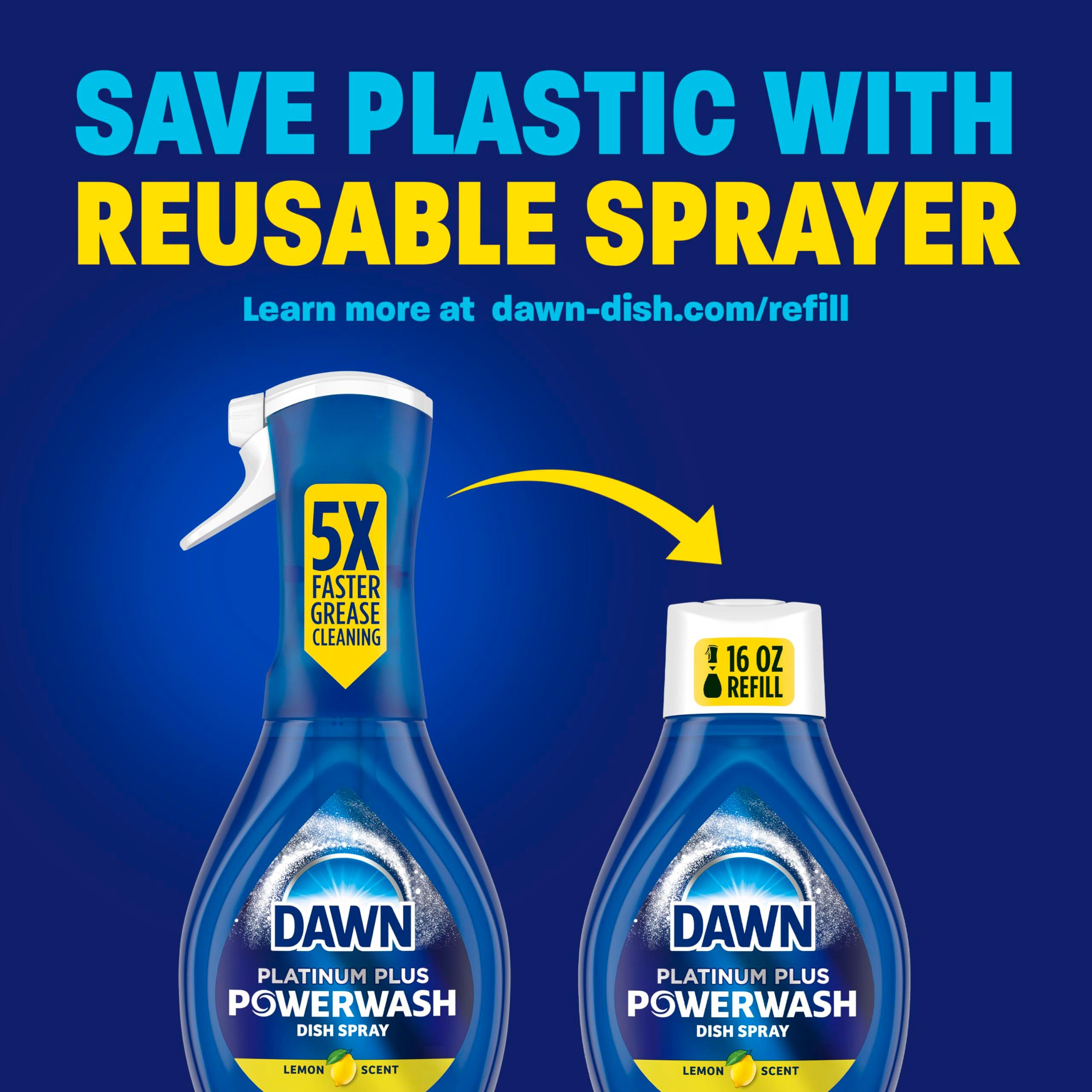 Dawn Powerwash Spray, Dish Soap, Dishwashing Liquid, Cleaning Supplies, Lemon, 1 Starter Kit + 3 Refills, 4 units of 16oz (64oz) - Image 7