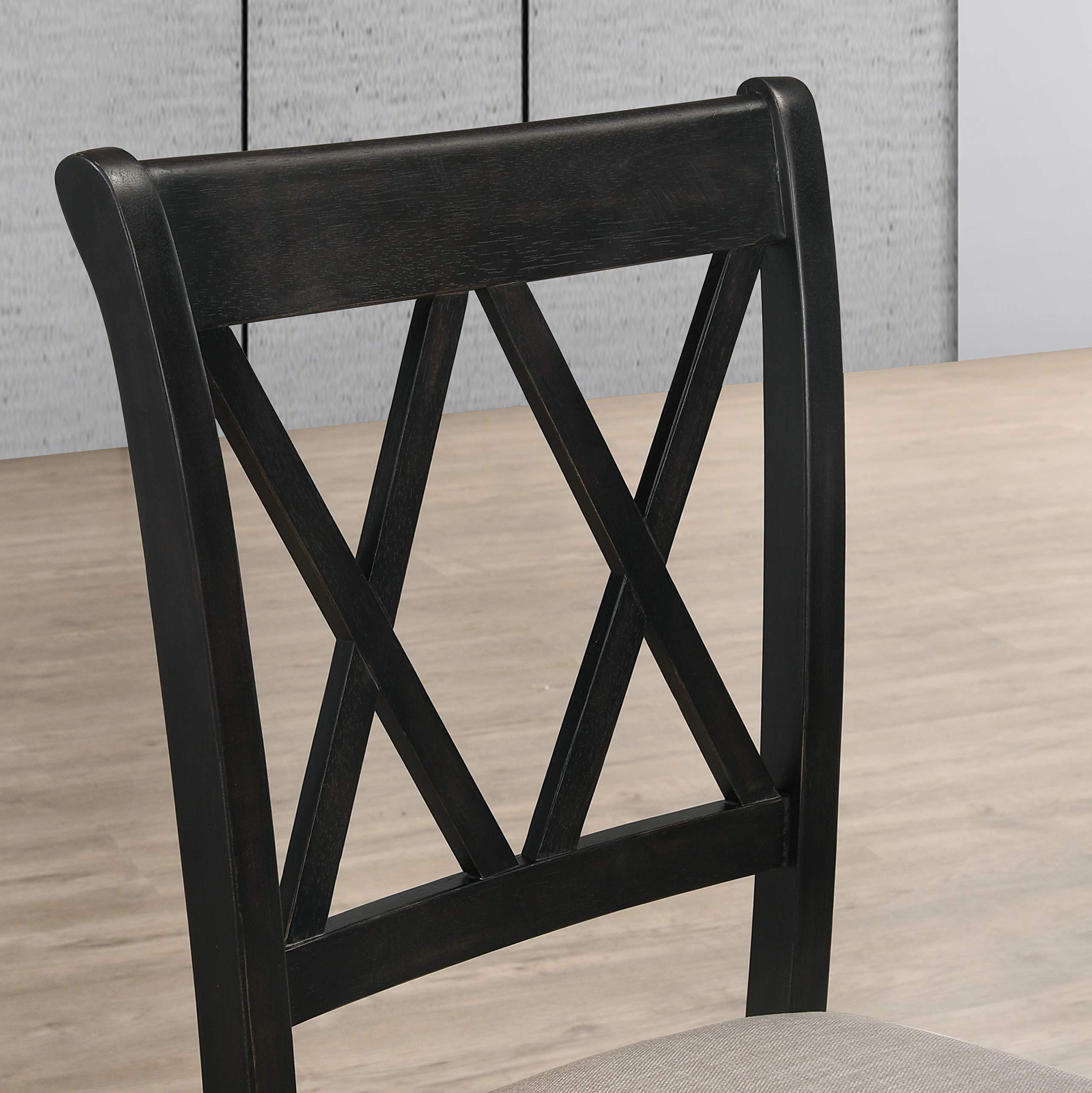Roundhill Furniture Windvale Fabric Upholstered Dining Chair, Set of 2, Black - Image 3