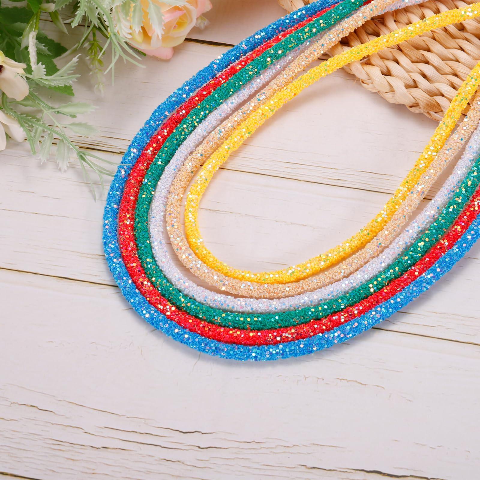 MECCANIXITY 5 Yard 7mm 0.28 inch Glitter Sequins Rope Sequins Rhinestone Tube Cord for DIY Wedding Dresses Costume Clothing Shoes Jewelry Accessory Red - Image 2