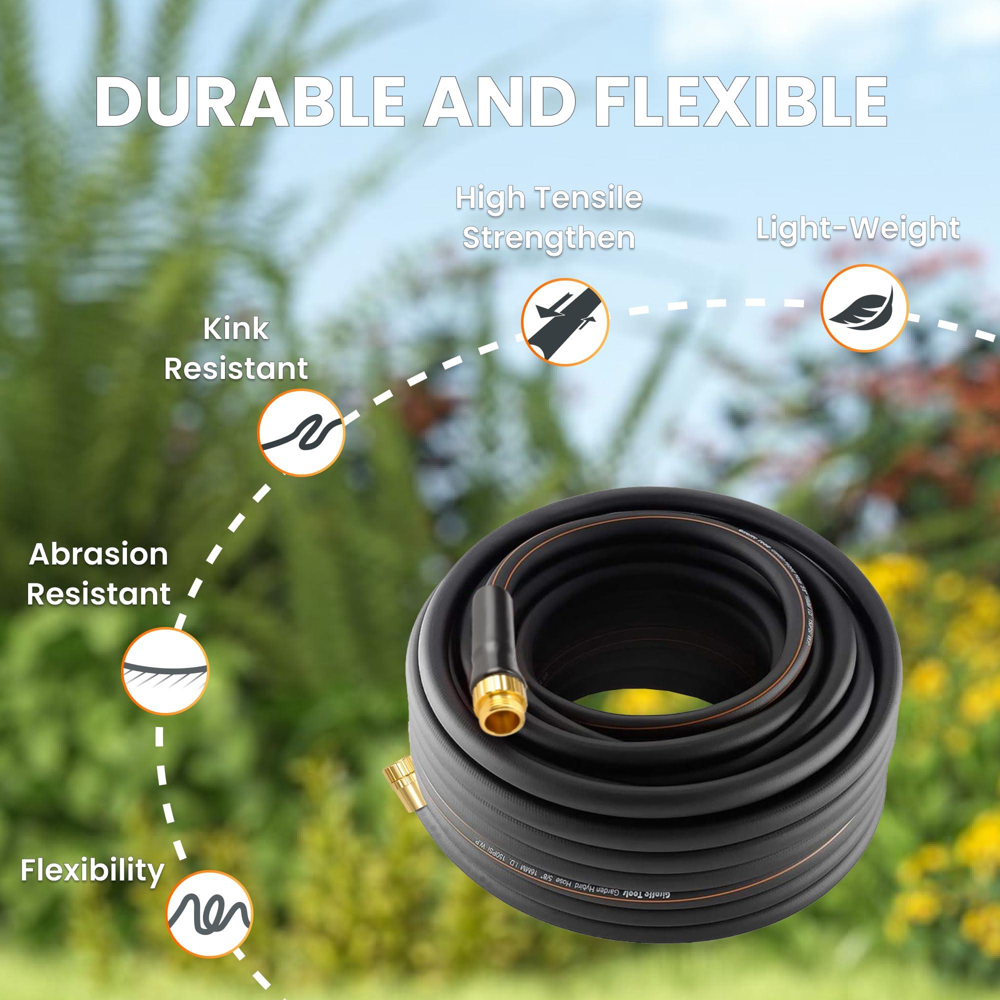 Giraffe Tools Garden Hose 100ft x 5/8", Water Hose Heavy Duty, with Swivel Handle Lightweight, Flexible Hybrid Hose, Male Female Fittings - Image 3