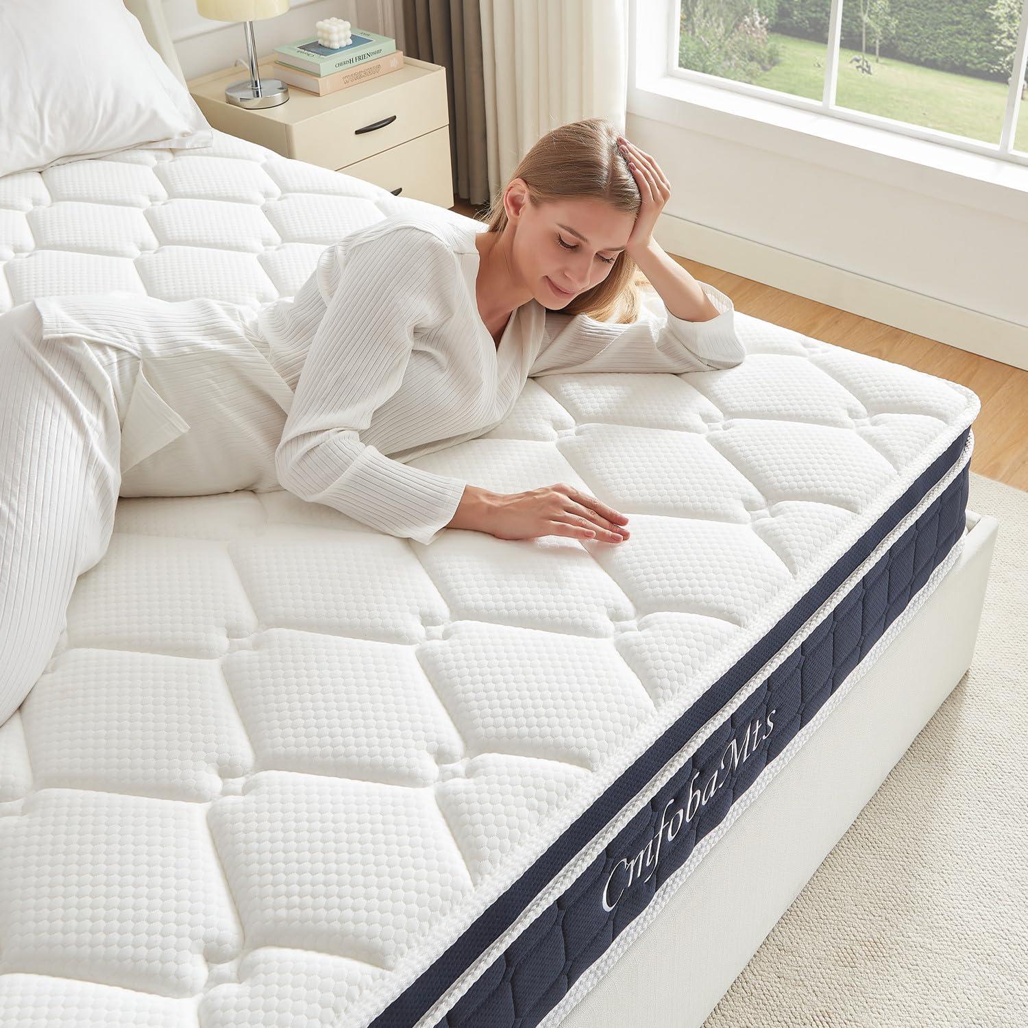 CMFOBAMTS 8 Inch Twin Mattress, Memory Foam Hybrid Mattress in a Box with Independent Spring for Motion Isolation and Pressure Relief, Comfortable Medium Firm