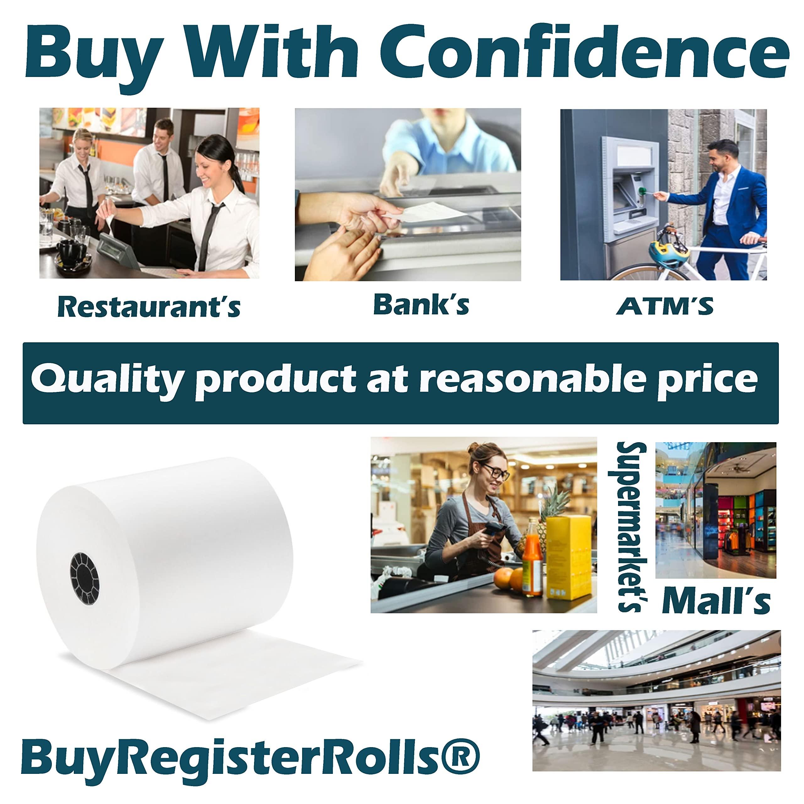 (50 Rolls) 3 1/8 x 230 Thermal Paper Receipt Rolls (55 GSM Premium Quality German Paper) Fits All POS Cash Registers BPA Free - BuyRegisterRolls - Image 2