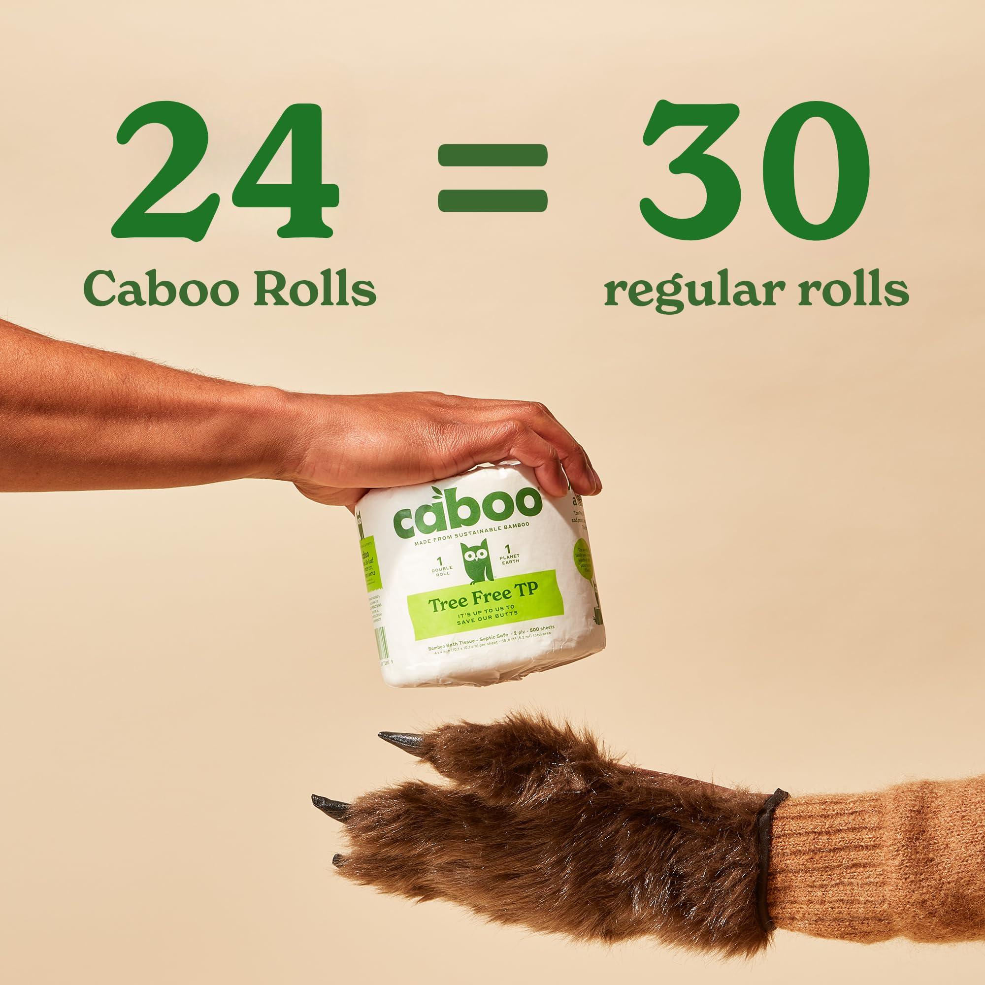 Caboo Tree Free Toilet Paper | Septic Safe, Non Toxic, Chemical Free Toilet Tissue | 2 Ply Bathroom Toilet Paper | Pack of 24 Double Rolls, 300 Sheets Per Roll - Image 5