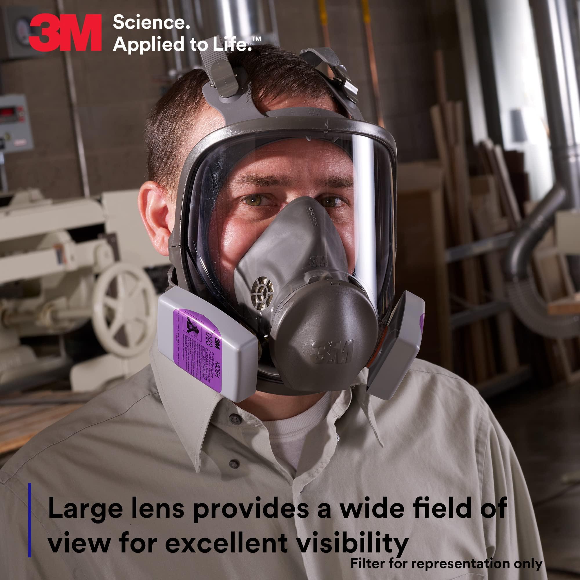 3M Full Facepiece Reusable Respirator 6800, NIOSH, Large Lens, ANSI High Impact Eye Protection, Silicone Face Seal, Four-Point Harness, Comfortable Fit, Painting, Dust, Chemicals, Medium - Image 5
