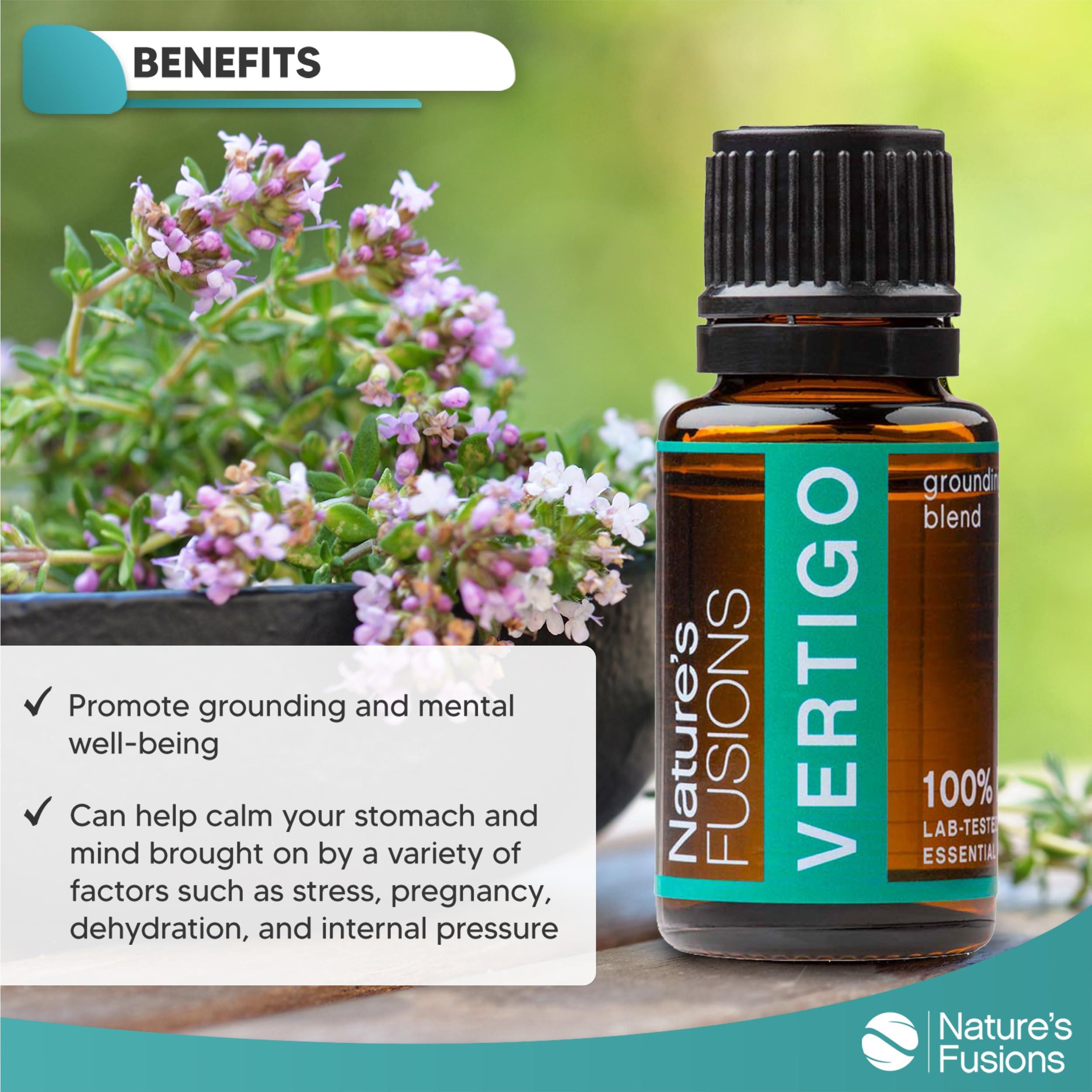 Nature's Fusions Vertigo Relief, Ginger Oil Nausea Relief Essential Oil Blends (15ml) - Fast-Acting Motion Sickness Relief, Morning Sickness Relief, Dizziness Relief, & Vertigo Medicine w/ Peppermint - Image 2