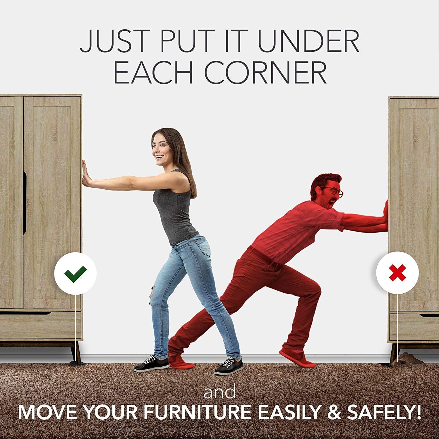 Furniture Sliders for Carpet X-PROTECTOR - 8 PCS Best Heavy Moving Pads 4 3/4" - Sliders for Furniture. Move Your Furniture Easy with Reusable Furniture Movers Sliders for Carpets! - Image 5