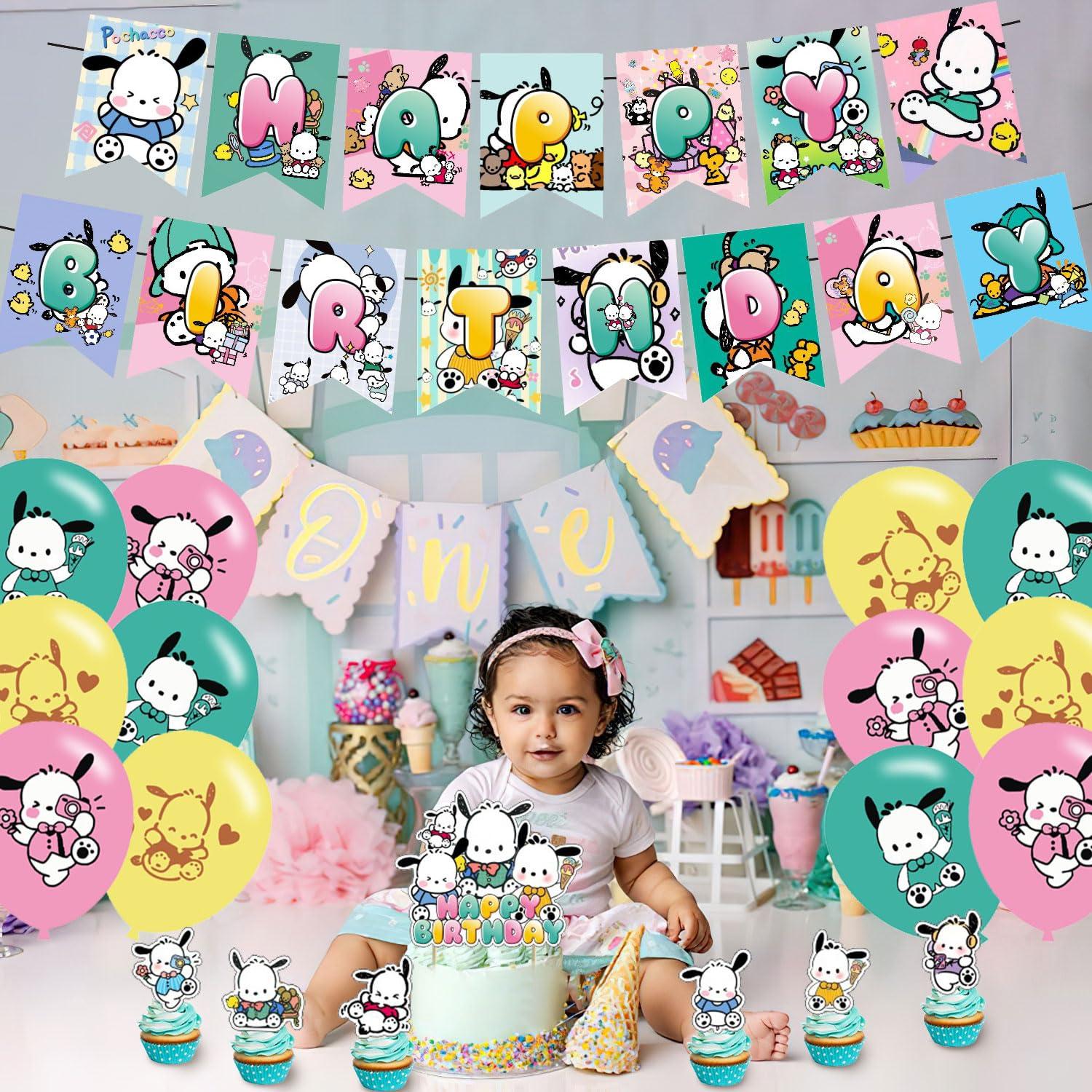 Pochacco Themed Birthday Party Supplies,Kawaii Pochacco Balloons Decorations for Party Happy Birthday Balloons, Cupcake Toppers, Cake Toppers, Cartoon Pochacco Themed Latex Balloons - Image 4