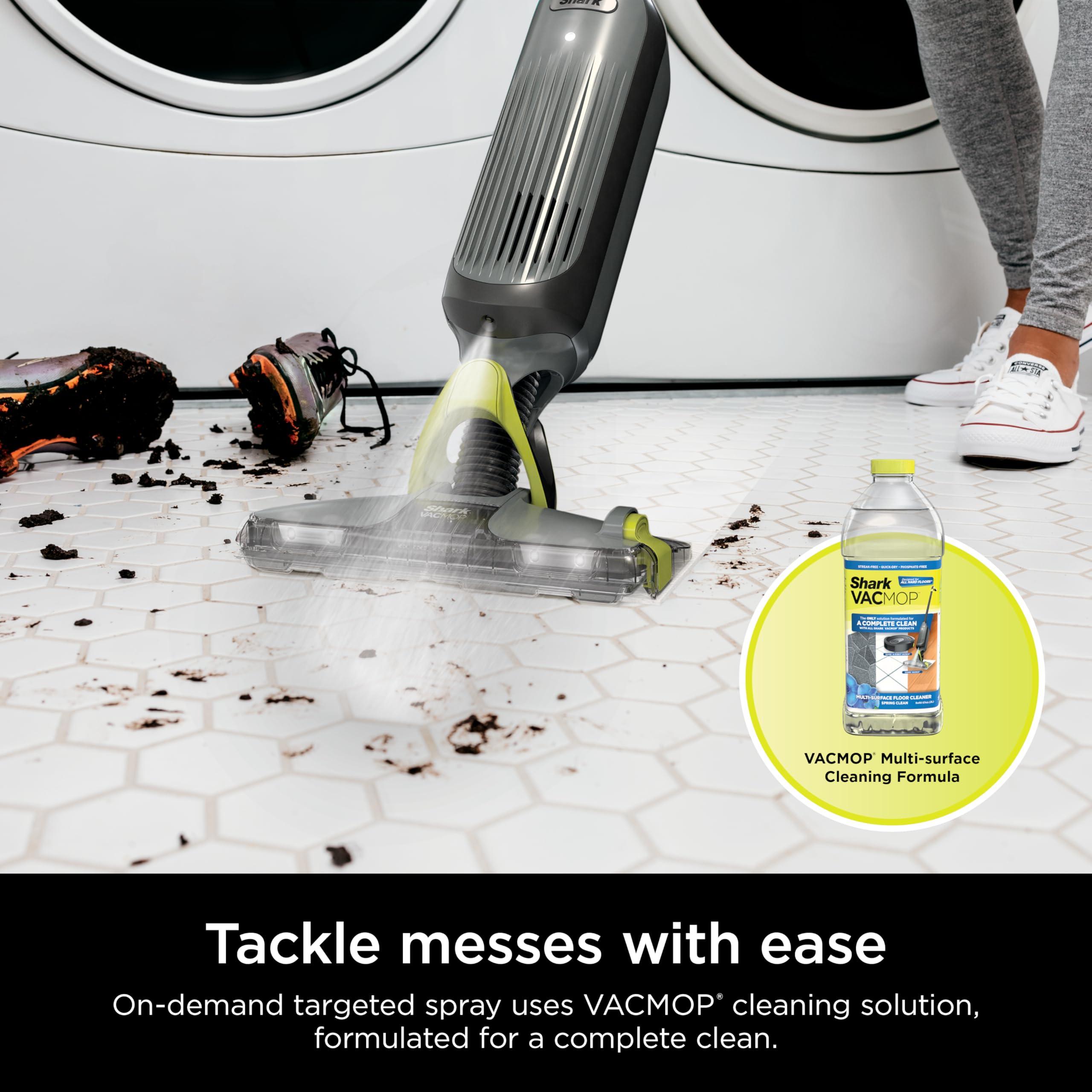 Shark VACMOP Pro Cordless Hard Floor Cleaner, Vacuum and Spray Mop, Powerful Suction, Lightweight, LED Headlights, Includes 4 Disposable Pads, 12oz Multi-surface Cleaning Solution, Gray, VM252 - Image 8