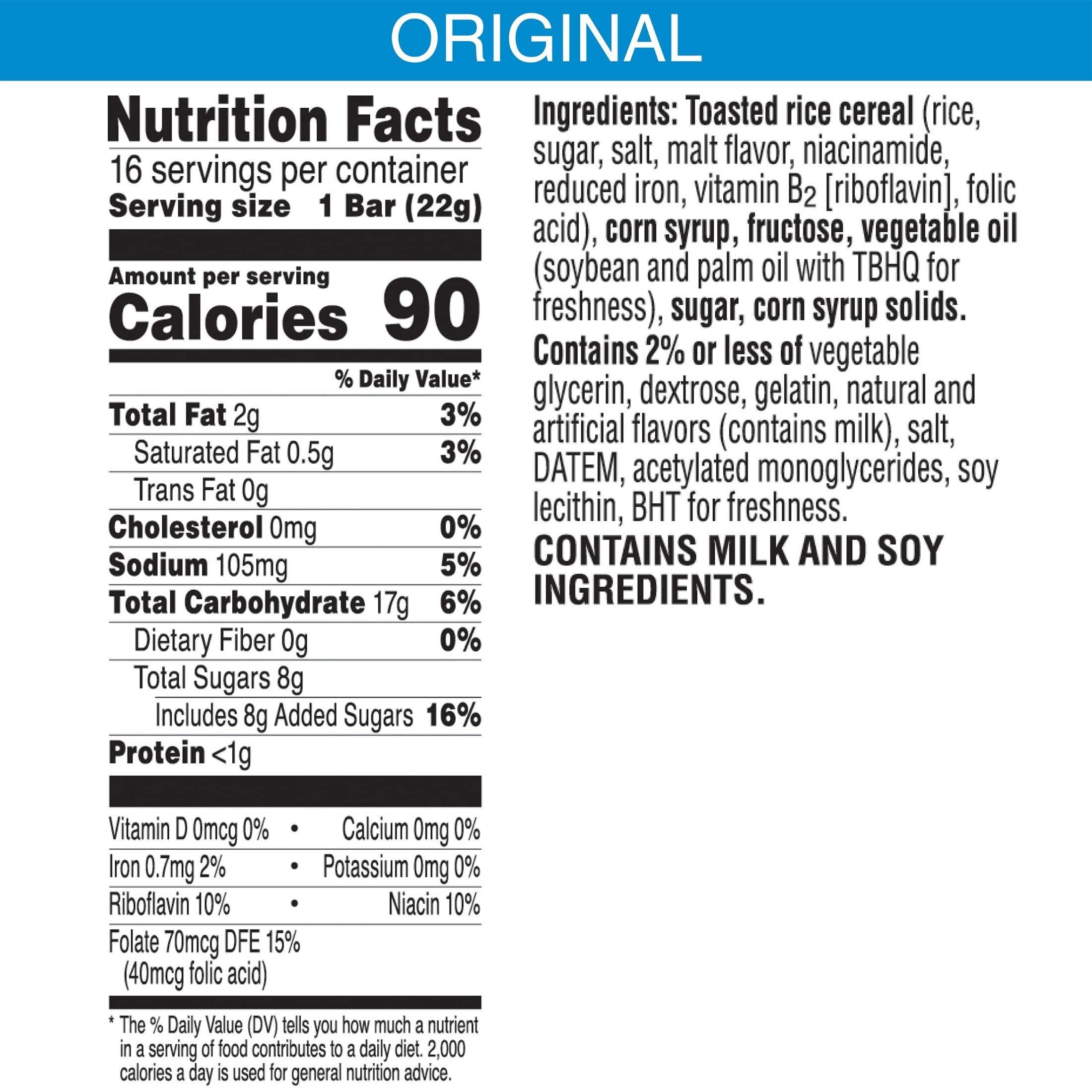 Rice Krispies Treats Marshmallow Snack Bars, Kids Snacks, School Lunch, Value Pack, Original (6 Boxes, 96 Bars) - Image 2
