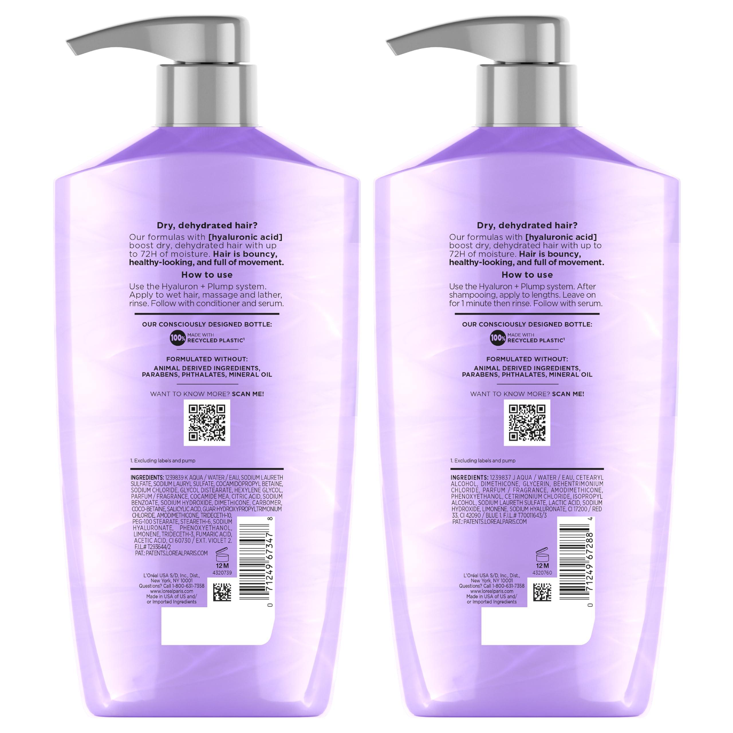 L'Oreal Paris Elvive Hyaluron Plump Shampoo and Conditioner Set for Dehydrated, Dry Hair with Hyaluronic Acid Care Complex, 1 Kit (2 Products) - Image 11