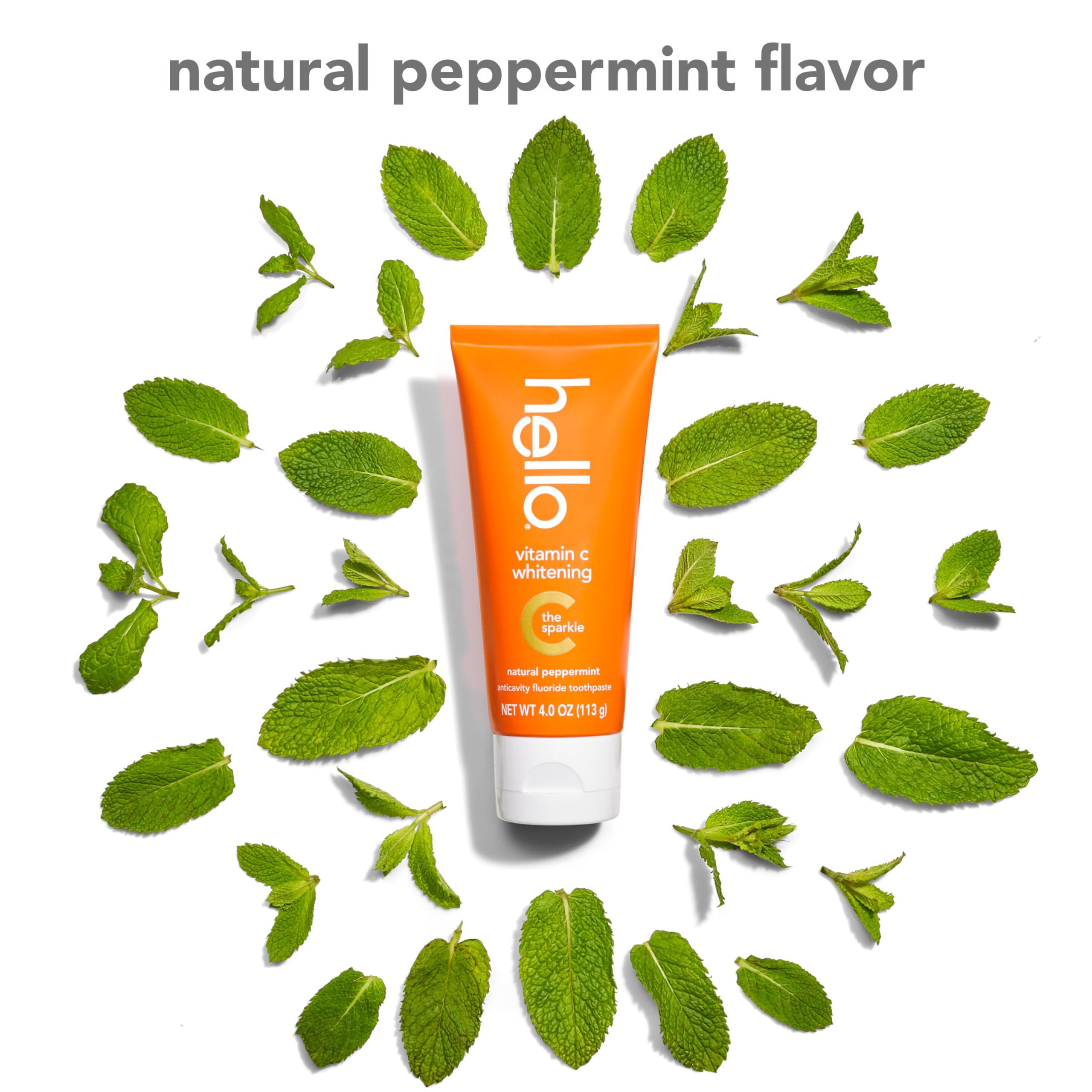 hello Vitamin C Whitening Toothpaste with Fluoride, Whitening SLS Free Toothpaste, Up to 2 Shades Whiter Teeth, No Peroxide, Safe for Everyday Use, Natural Peppermint, 4.0 Oz - Image 4