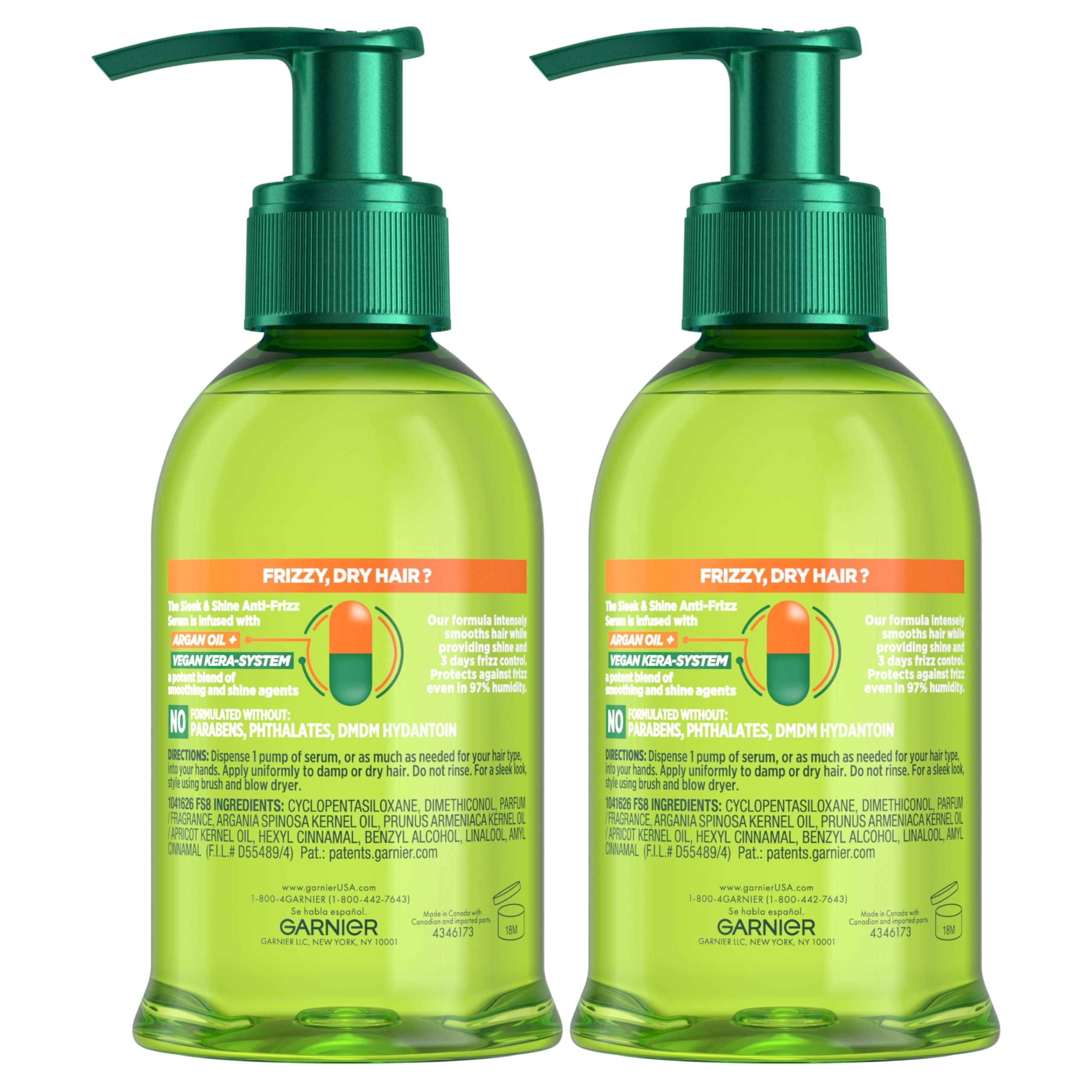 Garnier Fructis Sleek & Shine Anti-Frizz Serum for Frizzy, Dry Hair, Argan Oil, 5.1 Fl Oz, 2 Count (Packaging May Vary) - Image 8