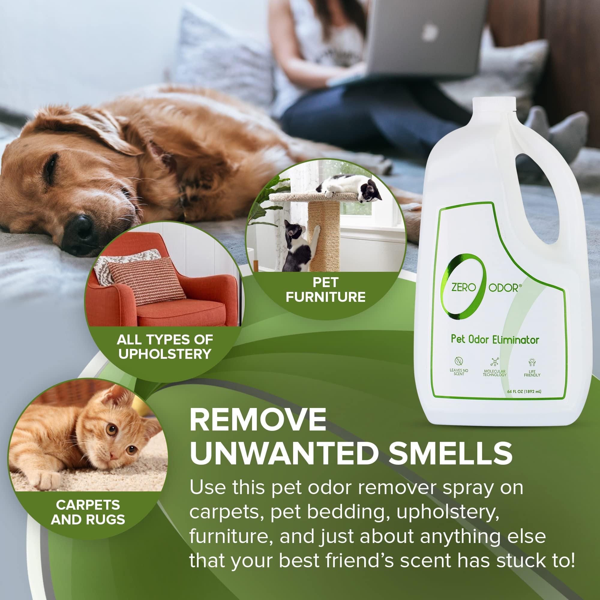 Zero Odor - Pet Odor Eliminator for strong odor, Eliminate Air & Surface Odors – Patented Molecular Technology Best For Carpet, Furniture, Beds Smell Great Again, 64oz Refill - Image 3