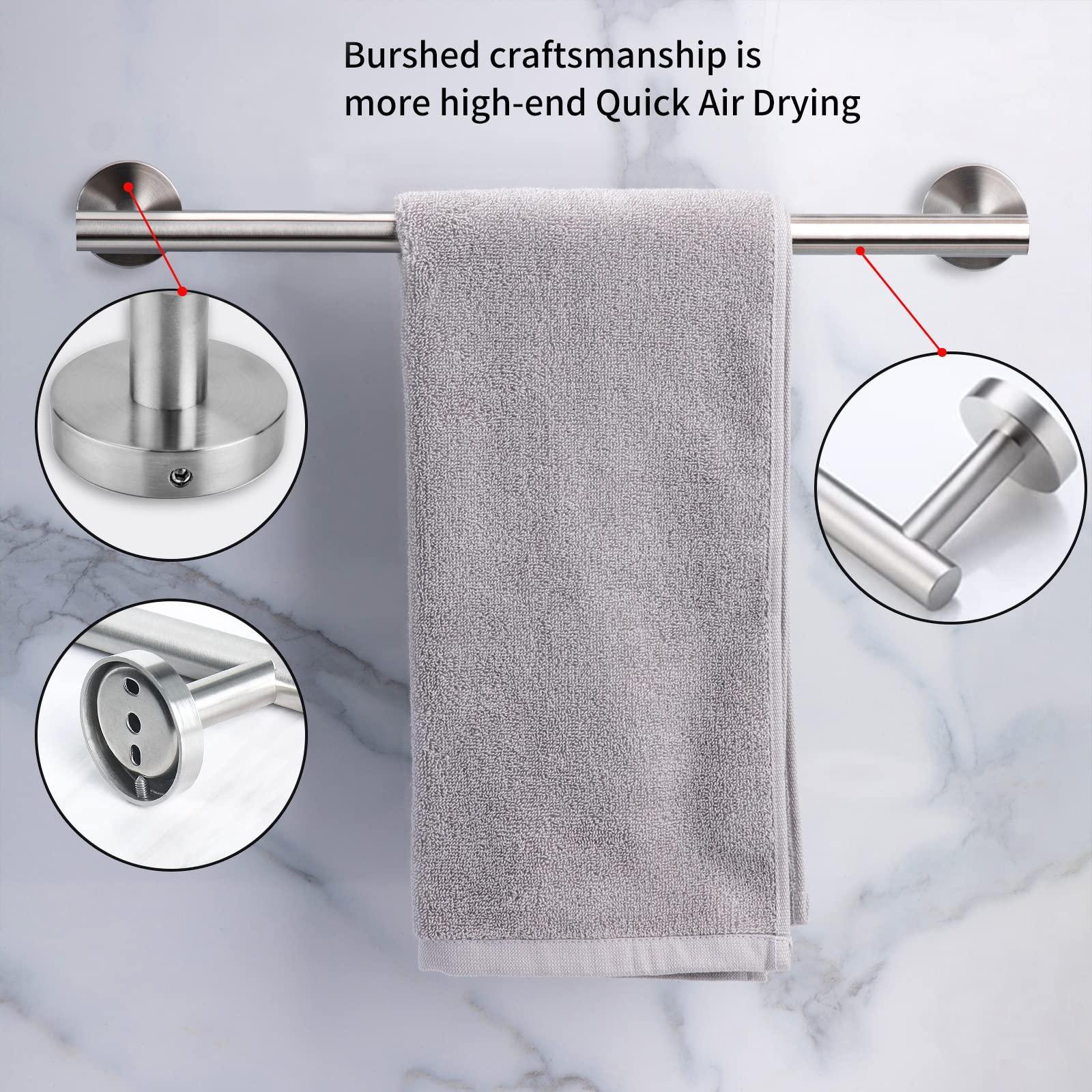 Cilee 10 Piece Brushed Nickel Bathroom Accessories Set, 16 inch Brushed Nickel Bathroon Hardware Set Towel Bar Ring Toilet Paper Holder Robe Towel Hook SUS304 Stainless Steel - Image 4